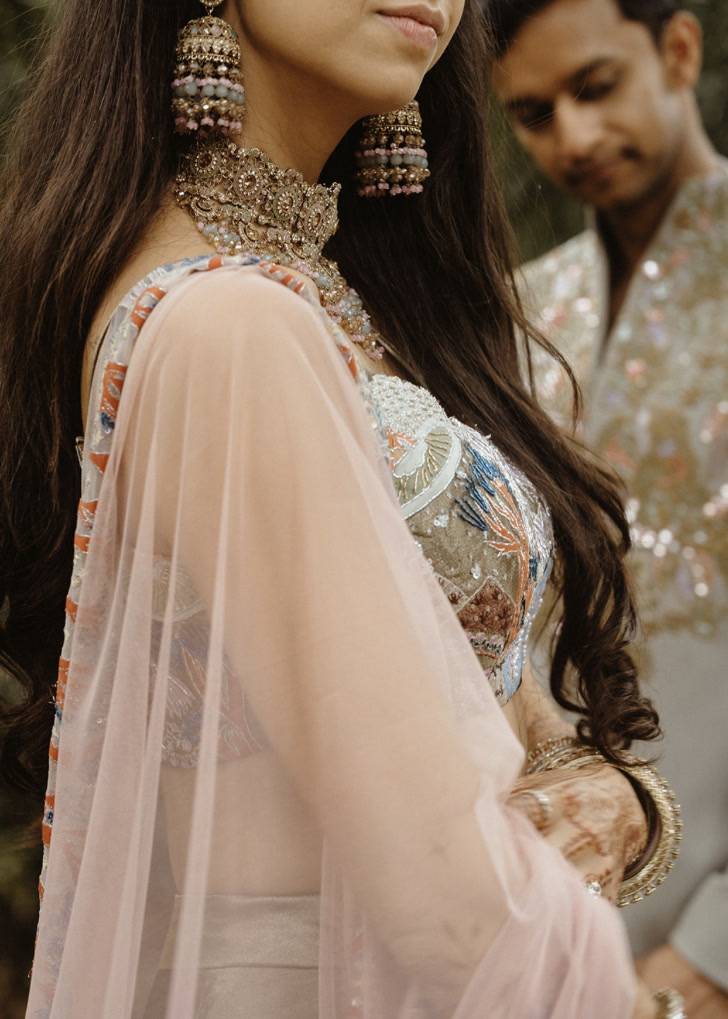 Olive Tropical Applique Lehenga Image - 4
