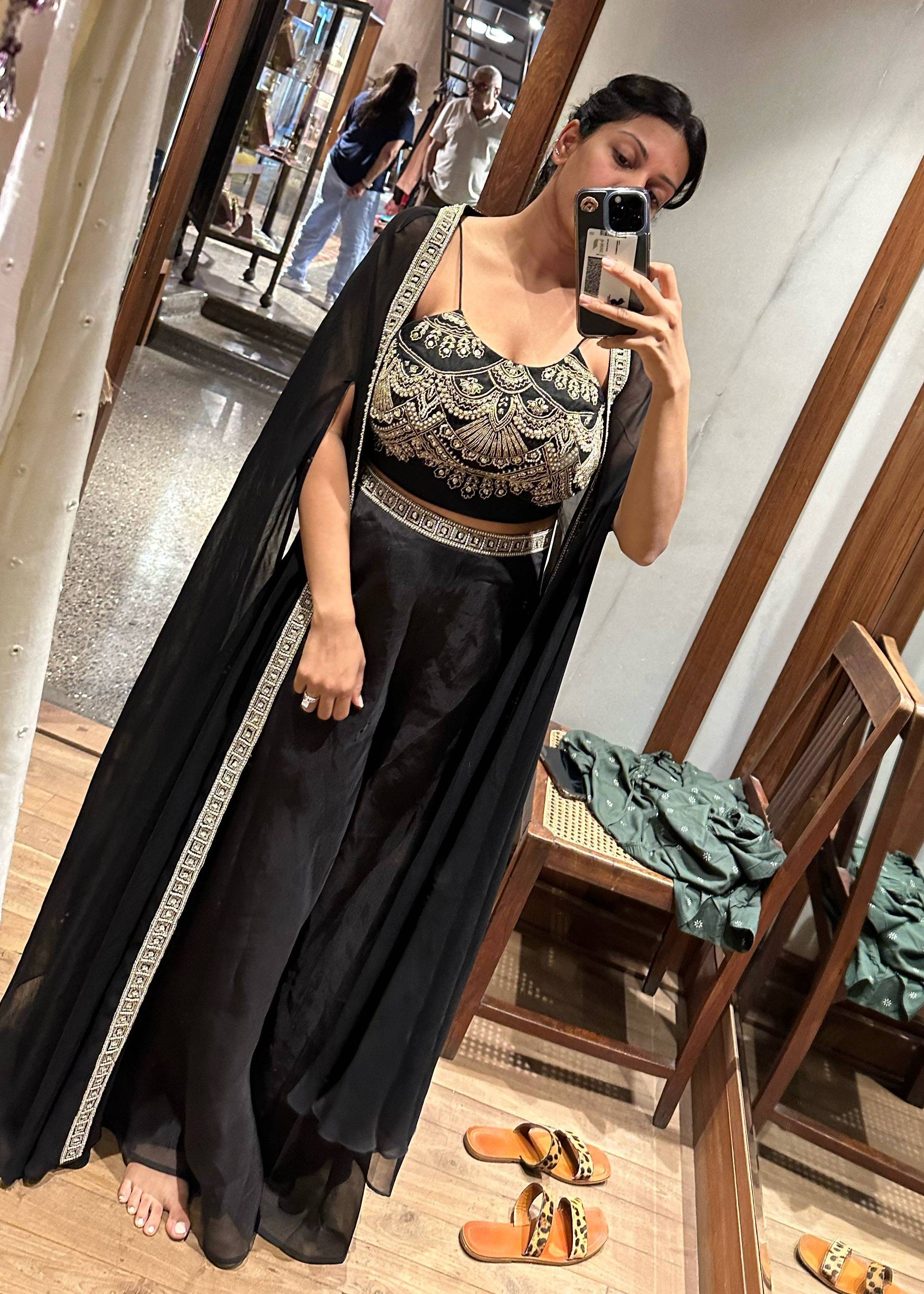 Black Embellished Sharara Set Image - 0