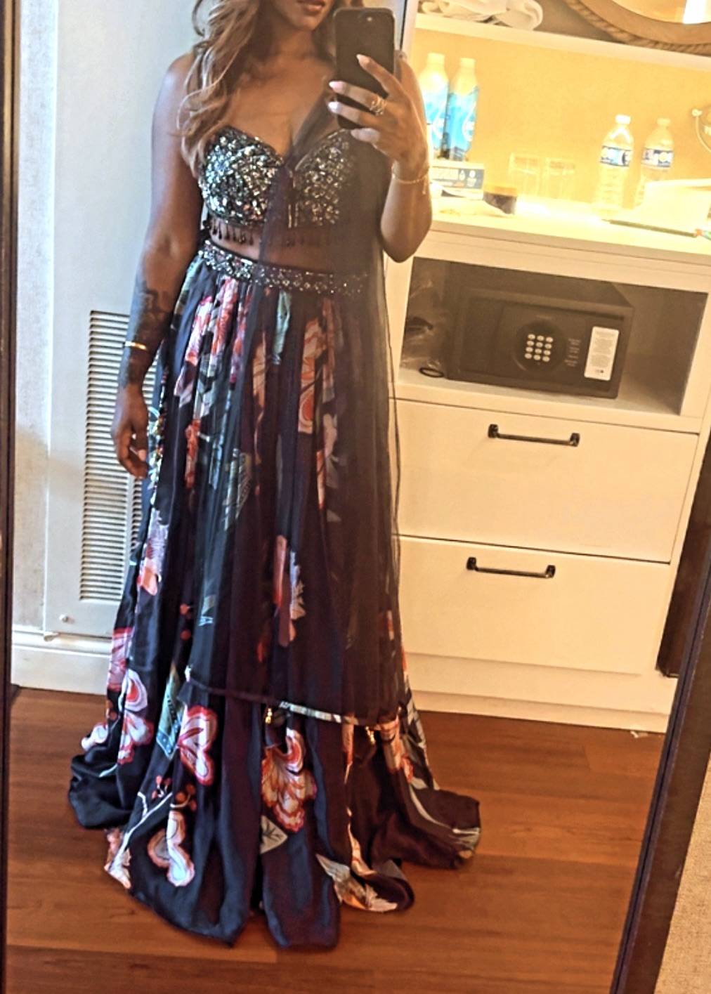 Black Floral Print Lehenga Image - 0
