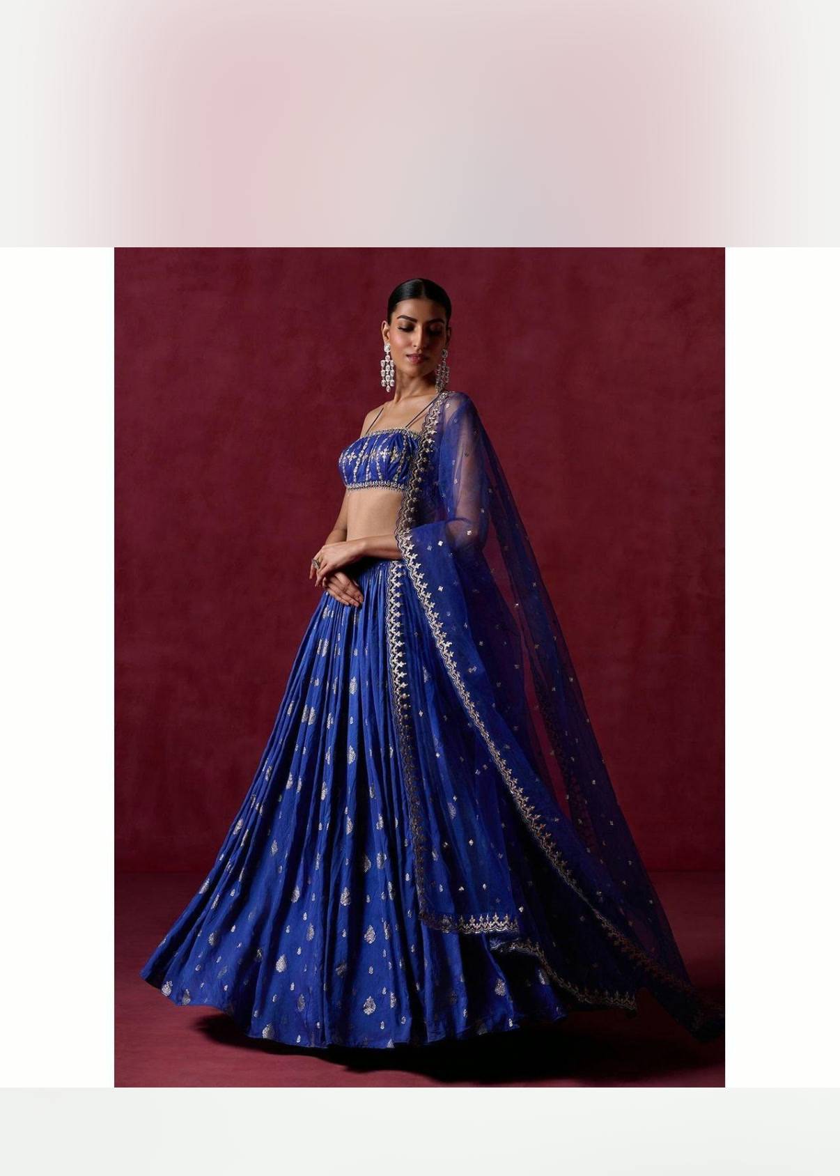 Royal Blue Embroidered Lehenga Image - 3