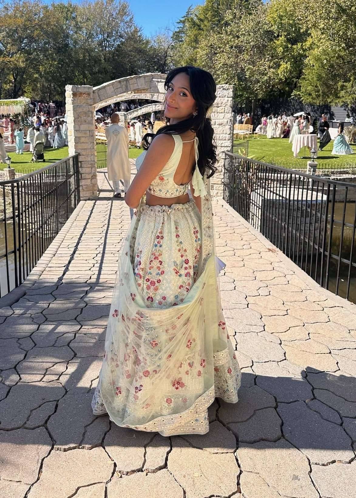 Ivory Floral Embroidered Lehenga Image - 1