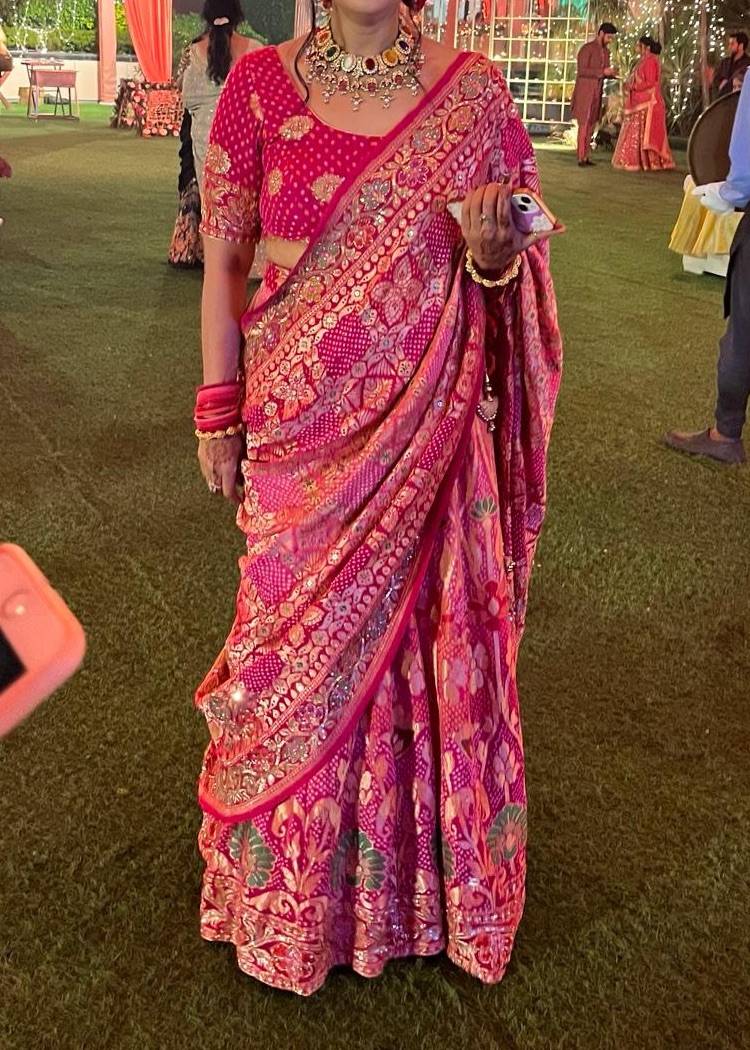 Pink Banarasi Silk Sari Image - 2