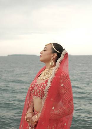 Red Long-Sleeve Lehenga Image - 4