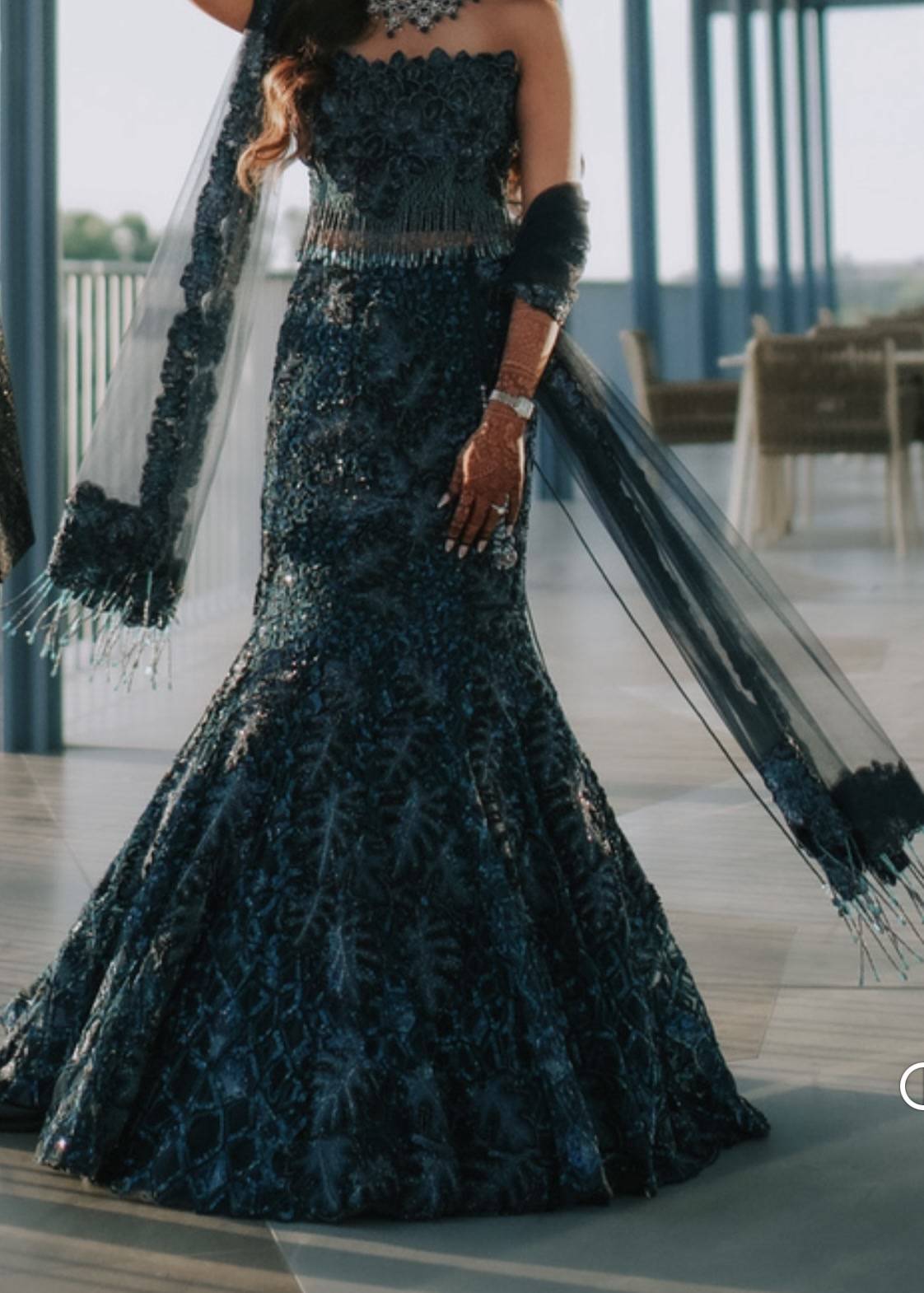 Blue Embellished Corset Lehenga Image - 3