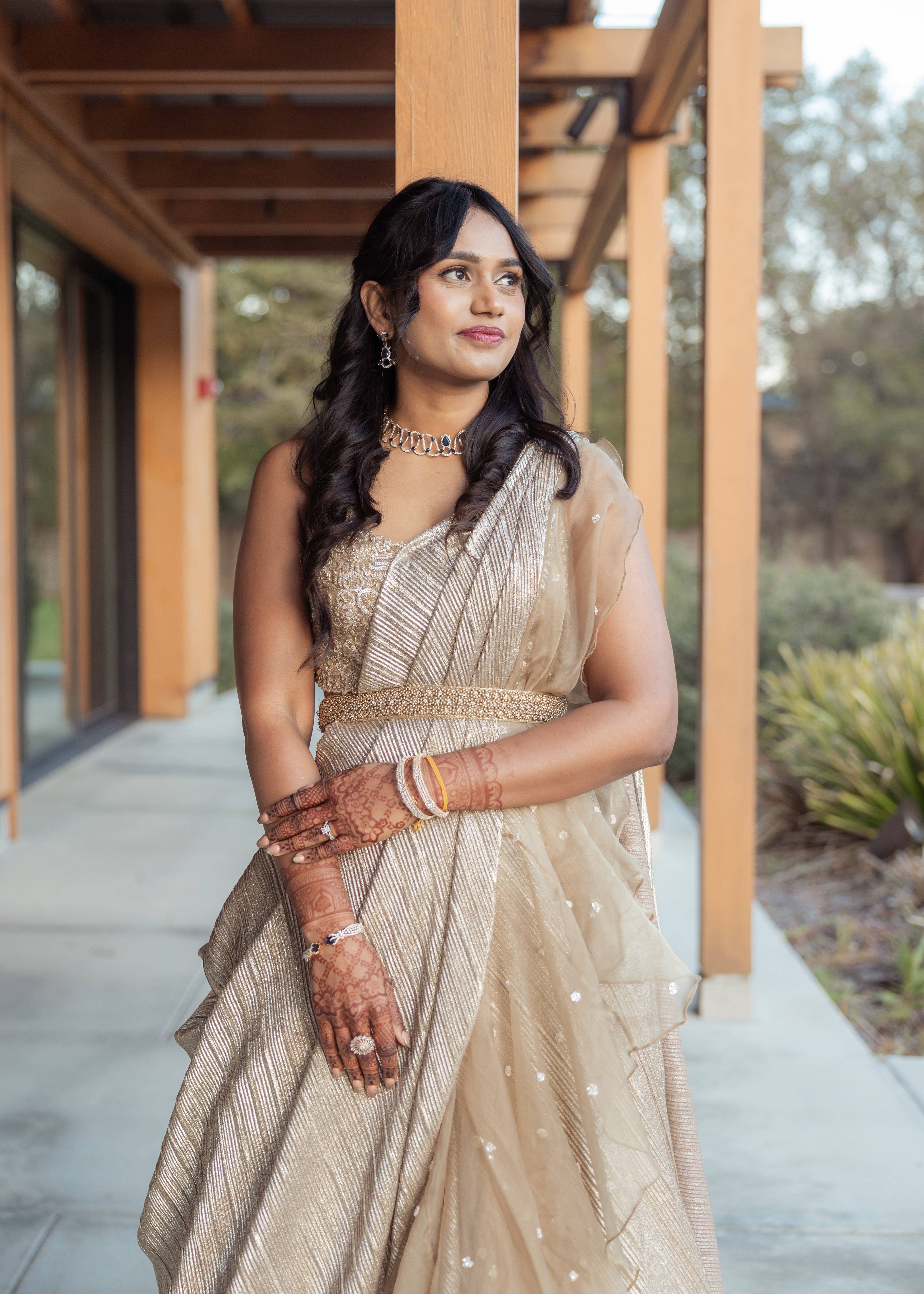 Gold Draped Lehenga Image - 1