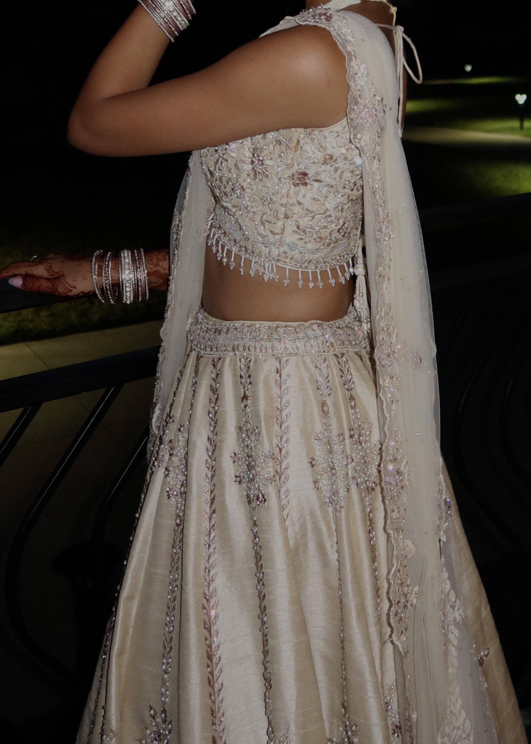 Ivory Beaded Lehenga Image - 2