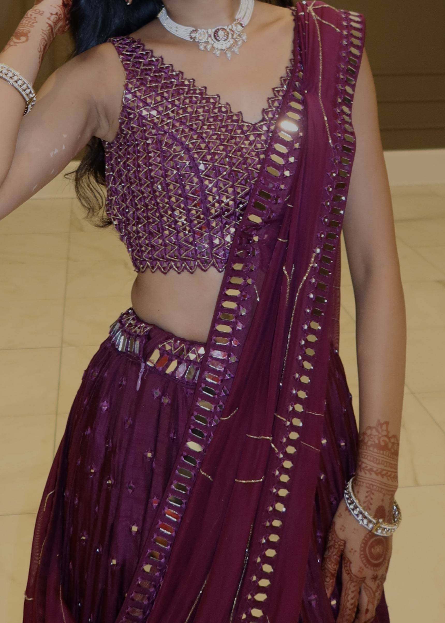 Maroon Mirrorwork Lehenga Image - 1