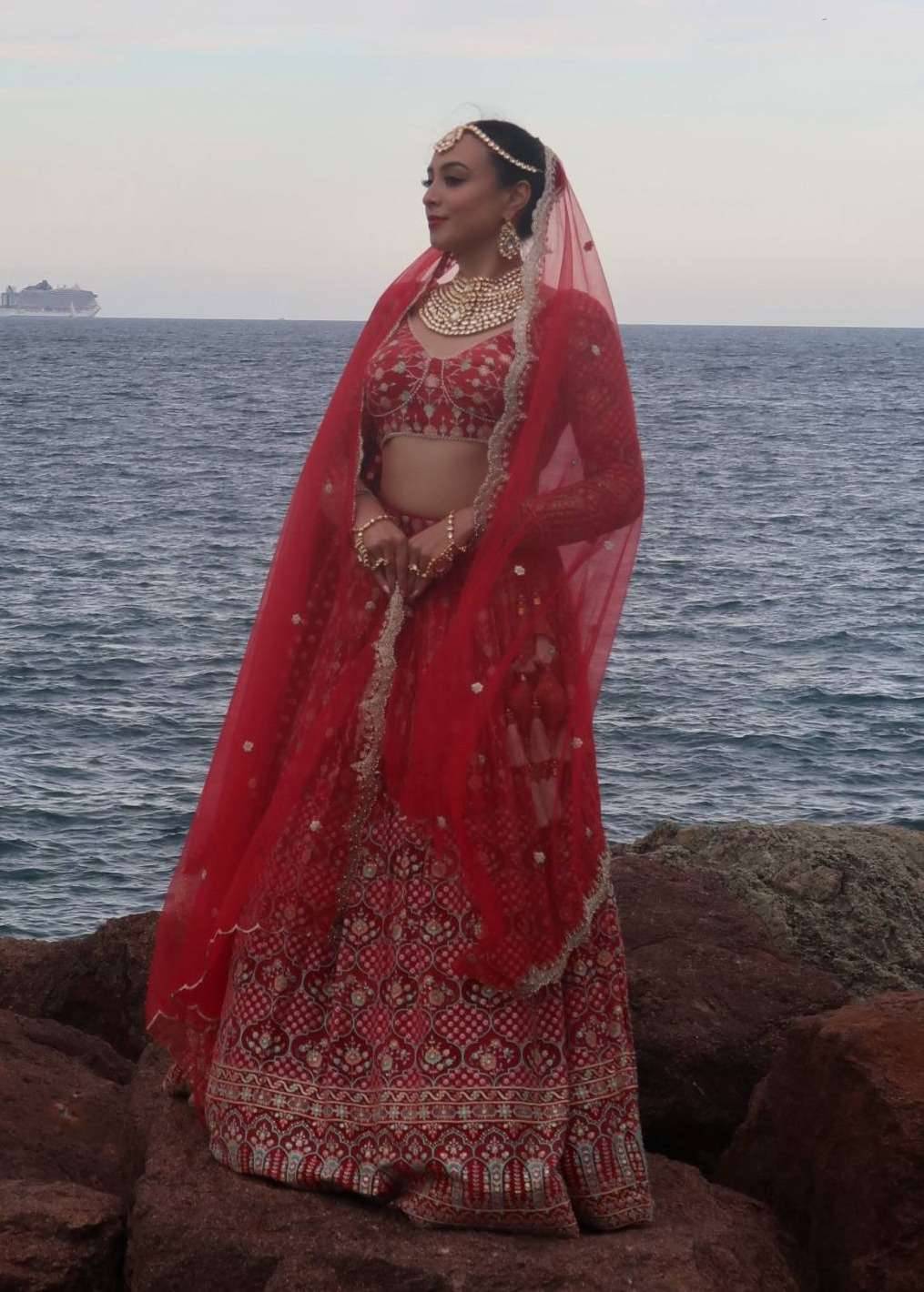 Red Long-Sleeve Lehenga Image - 0