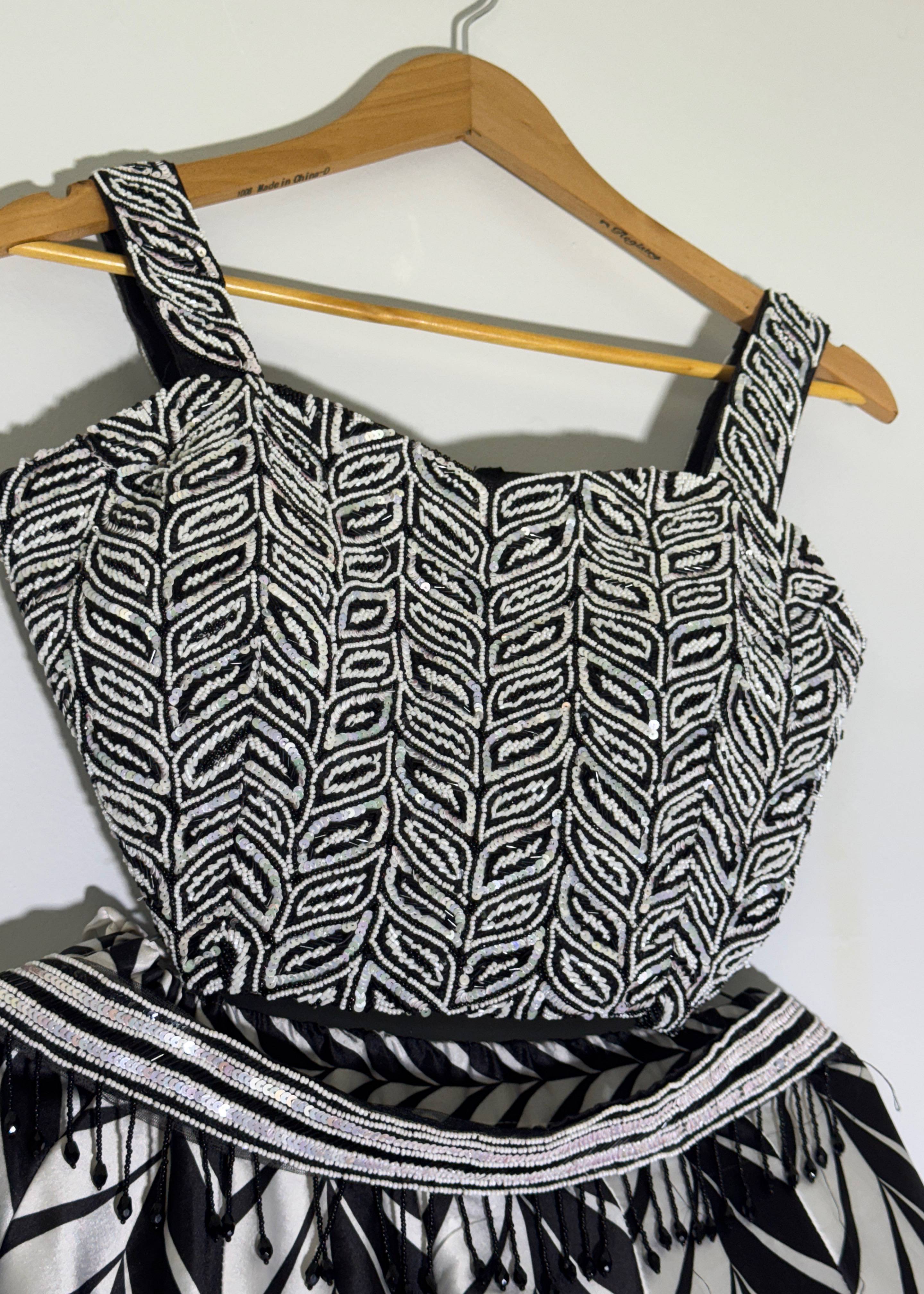 Black and White Chevron Lehenga Image - 1