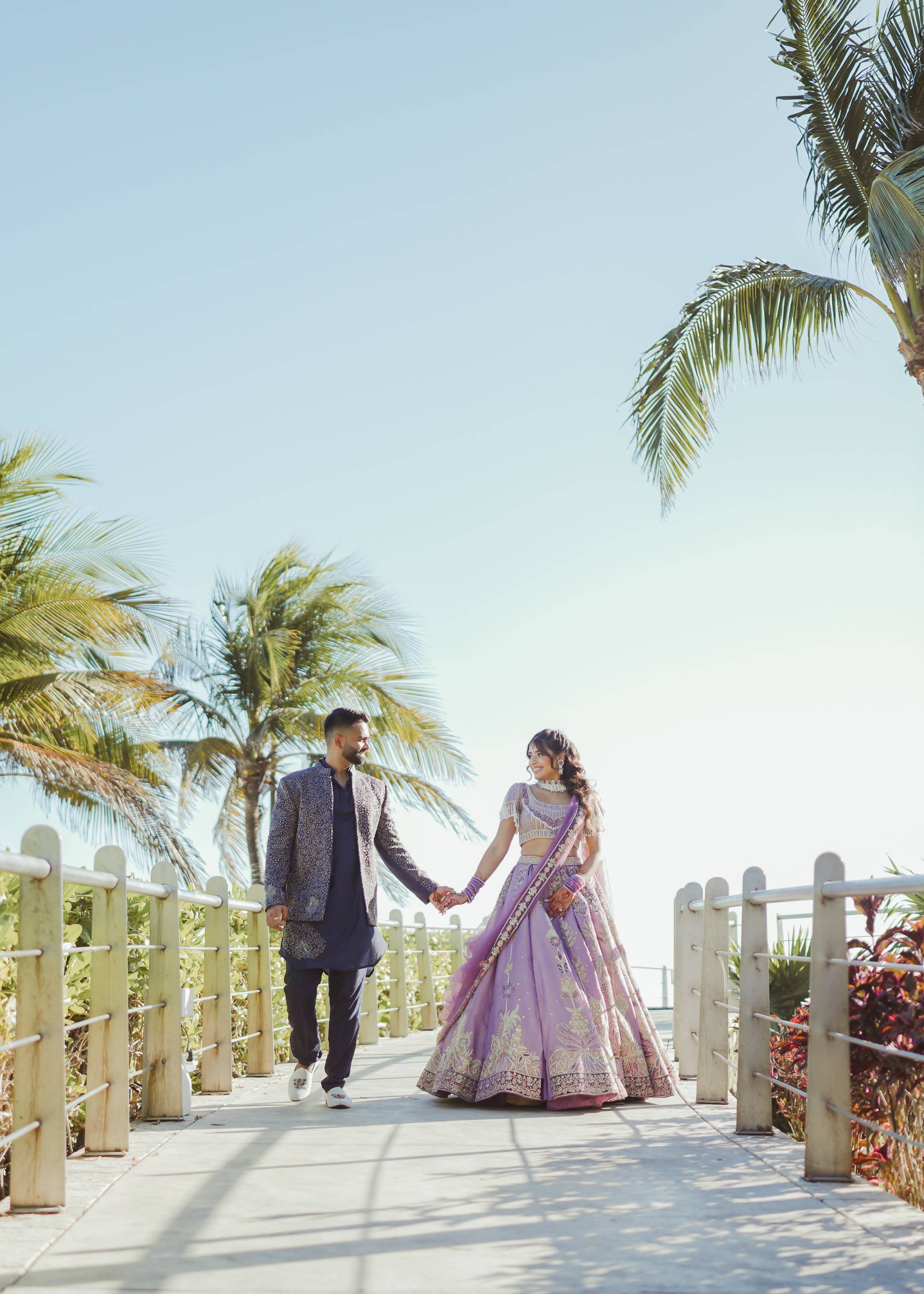 Lavender Beaded Lehenga Image - 5