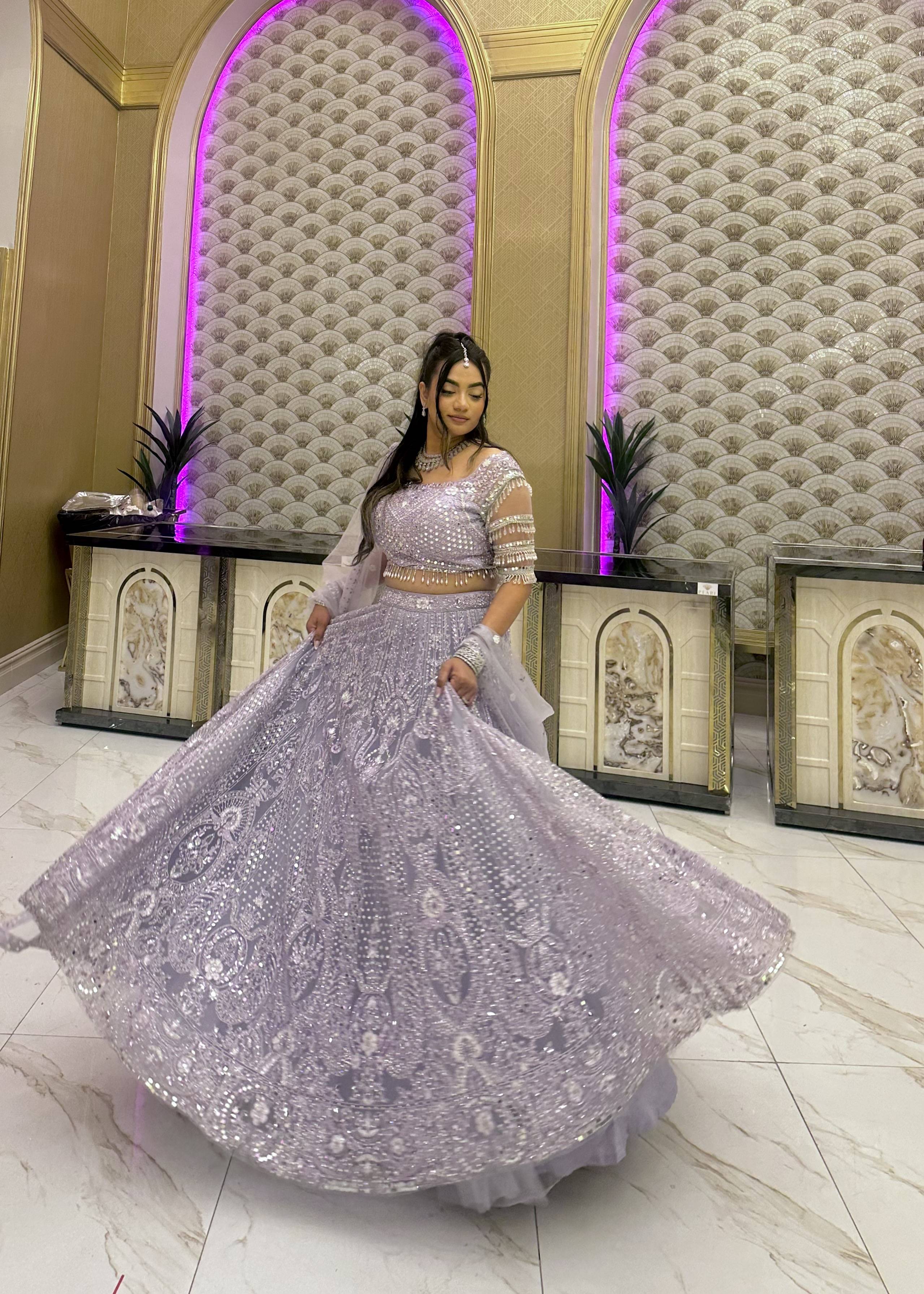 Lavender Embellished Lehenga Image - 3