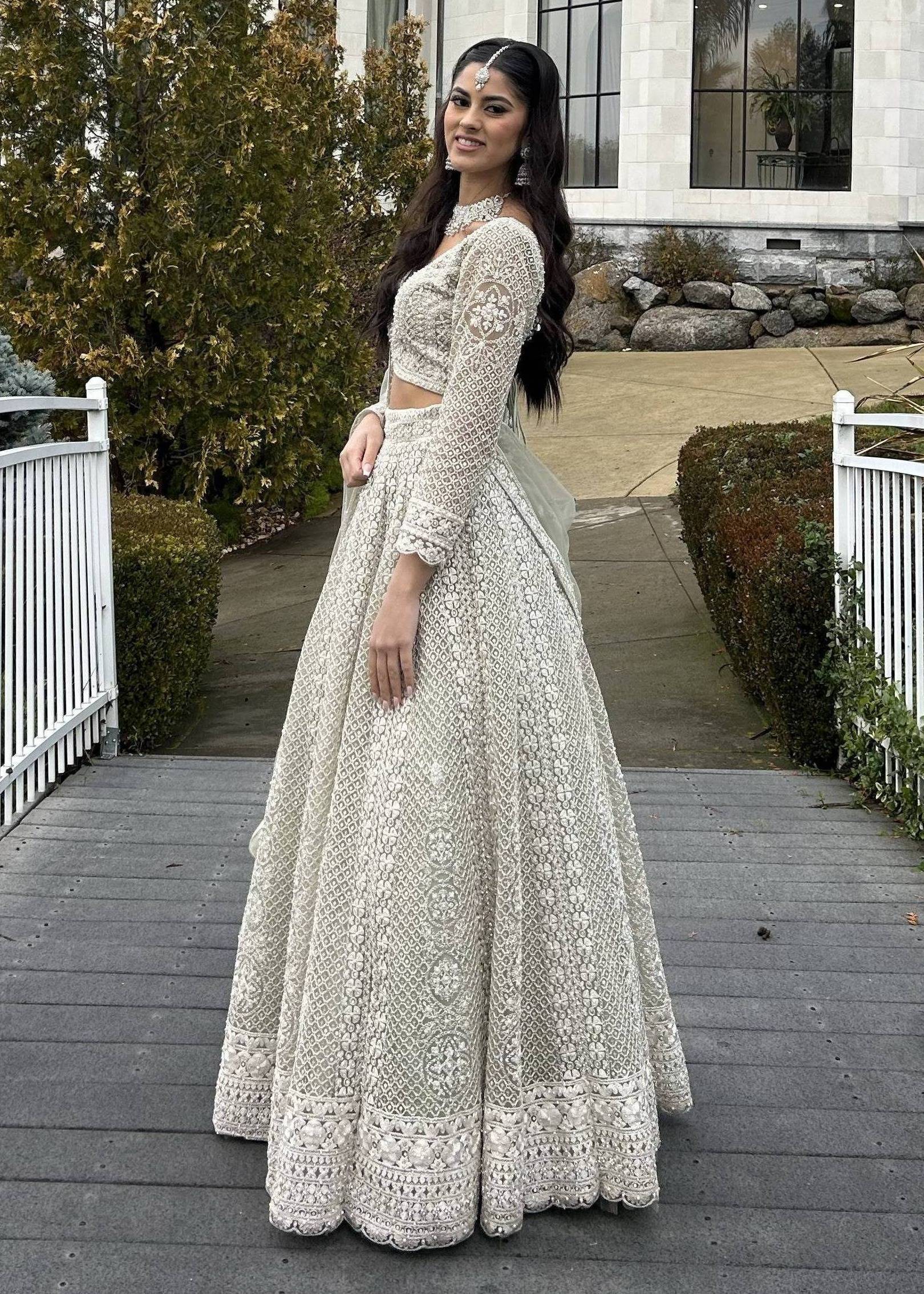 Light Green Embroidered Lehenga Image - 0