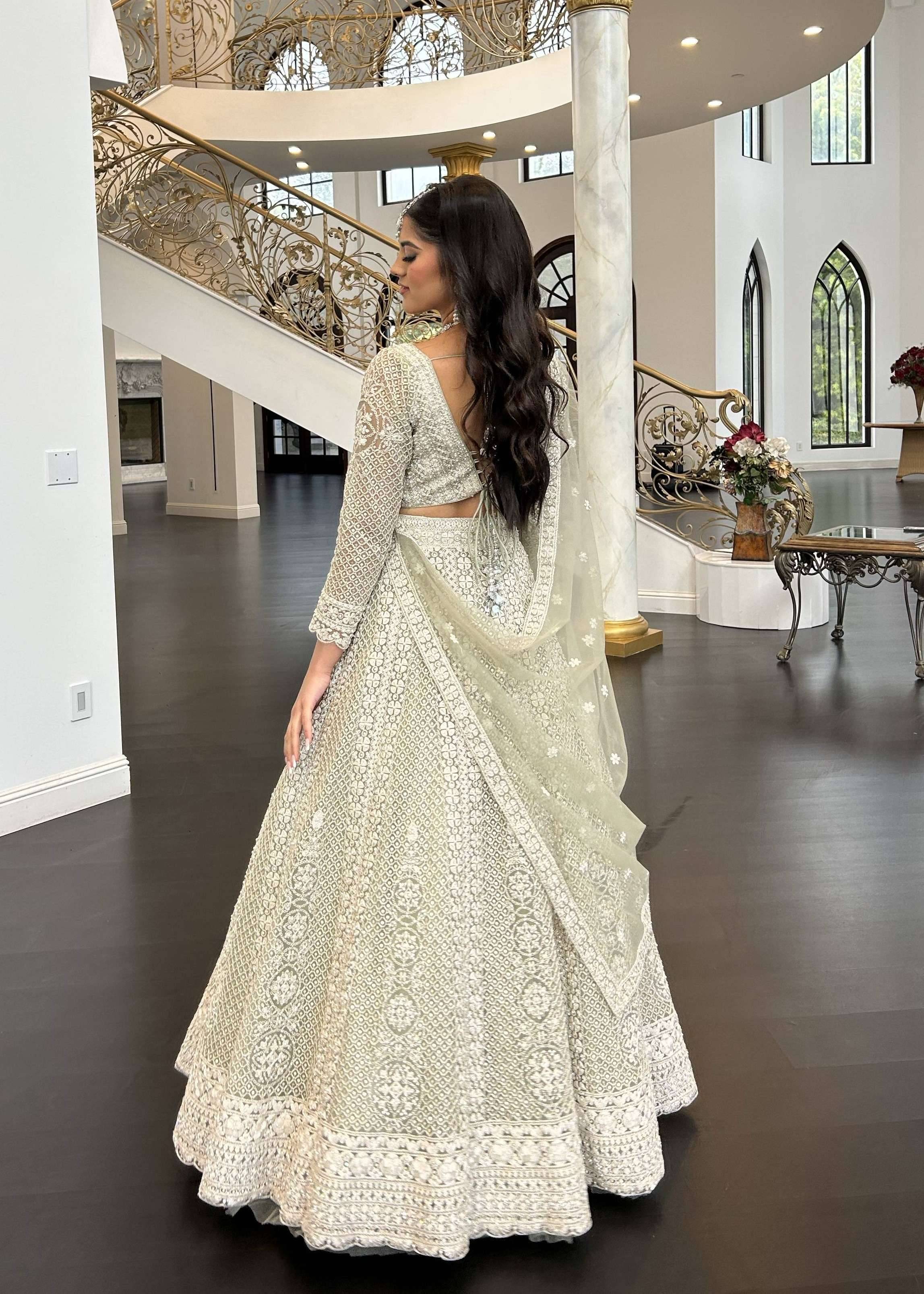 Light Green Embroidered Lehenga Image - 1