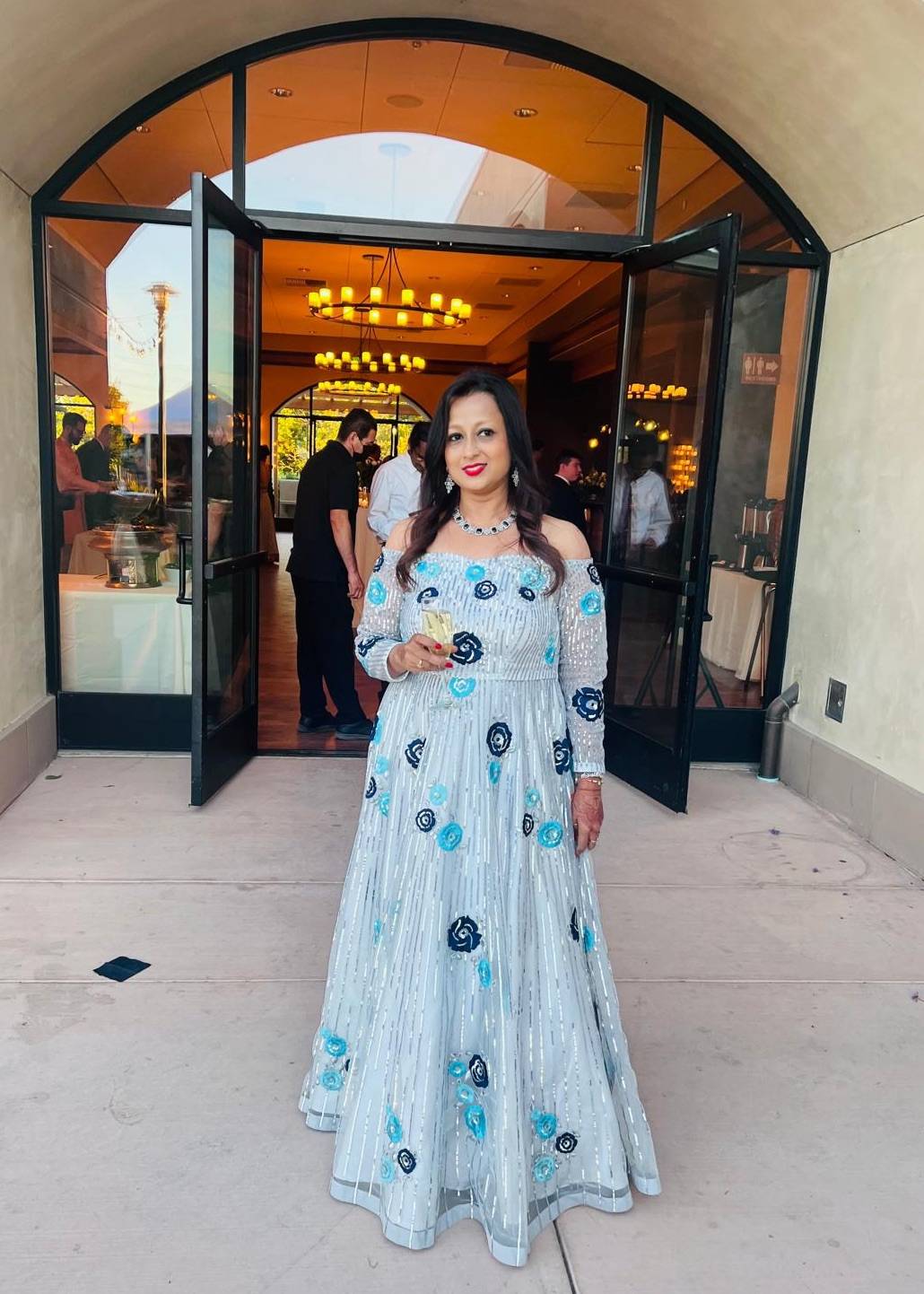 Ice Blue Floral Gown Image - 1
