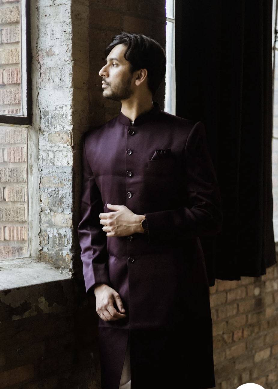 Deep Purple Bandhgala Jacket Image - 1