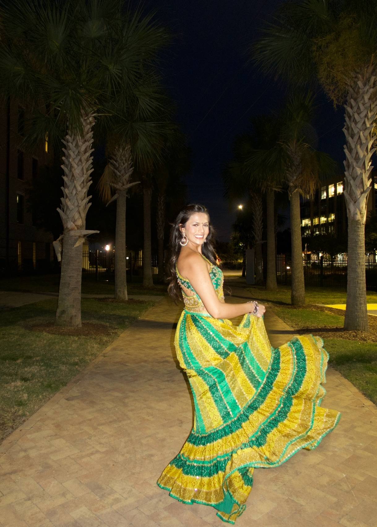 Multi Green Bandhani Lehenga Image - 0