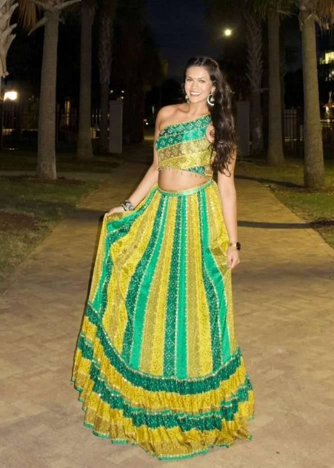Multi Green Bandhani Lehenga Image - 1