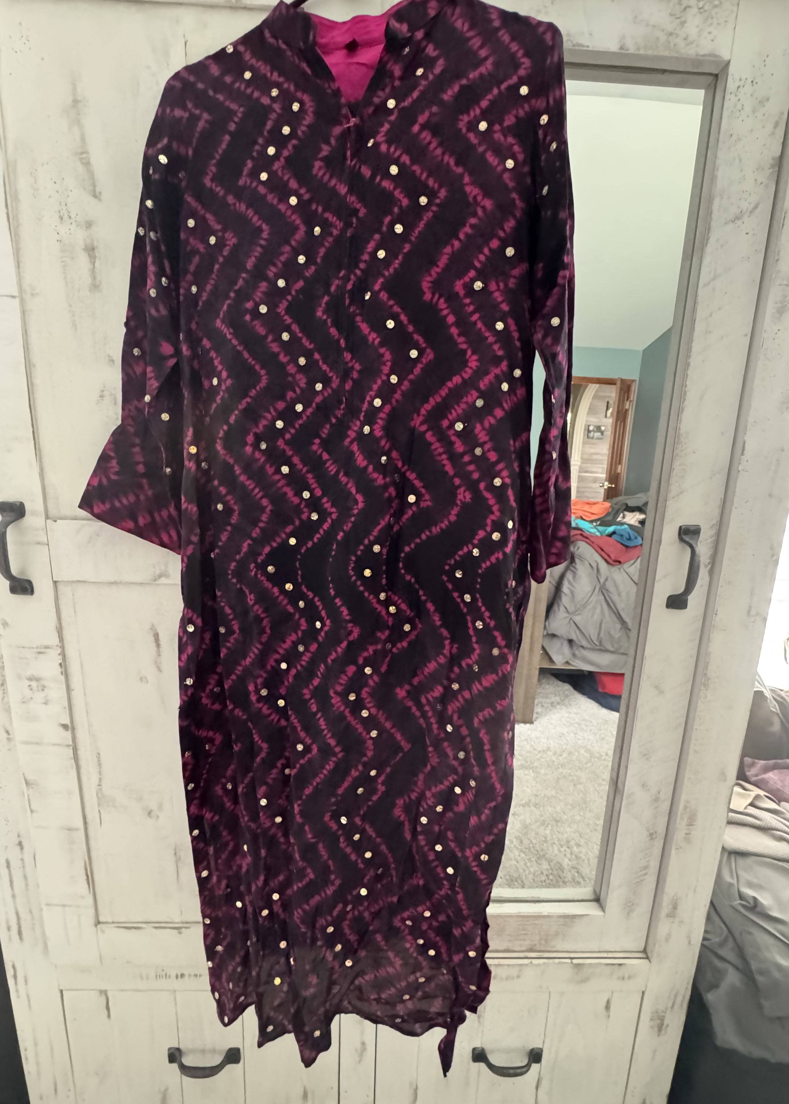 Magenta Bandhani Kurta Image - 0