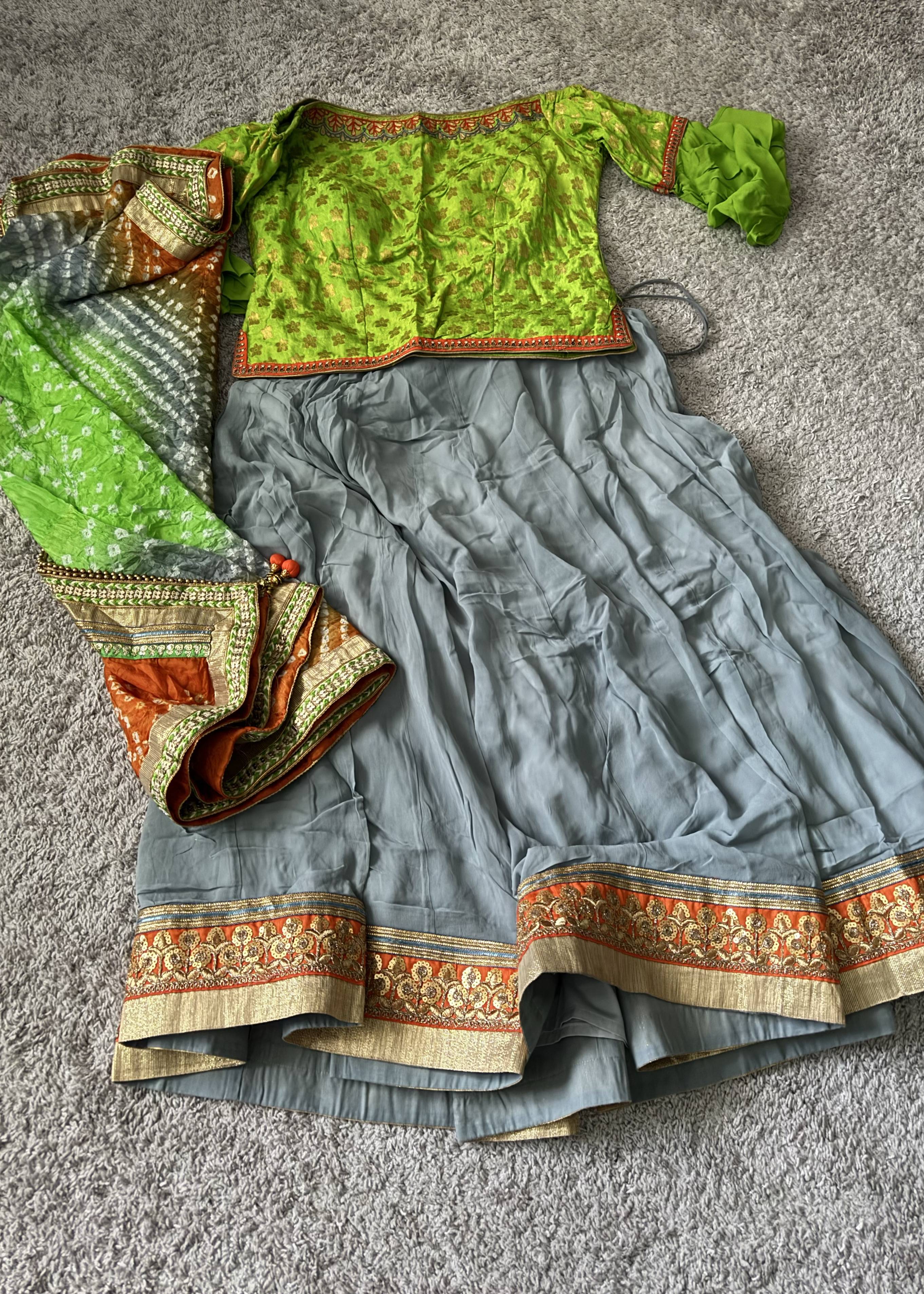 Green Bandhani-Dupatta Lehenga Image - 0