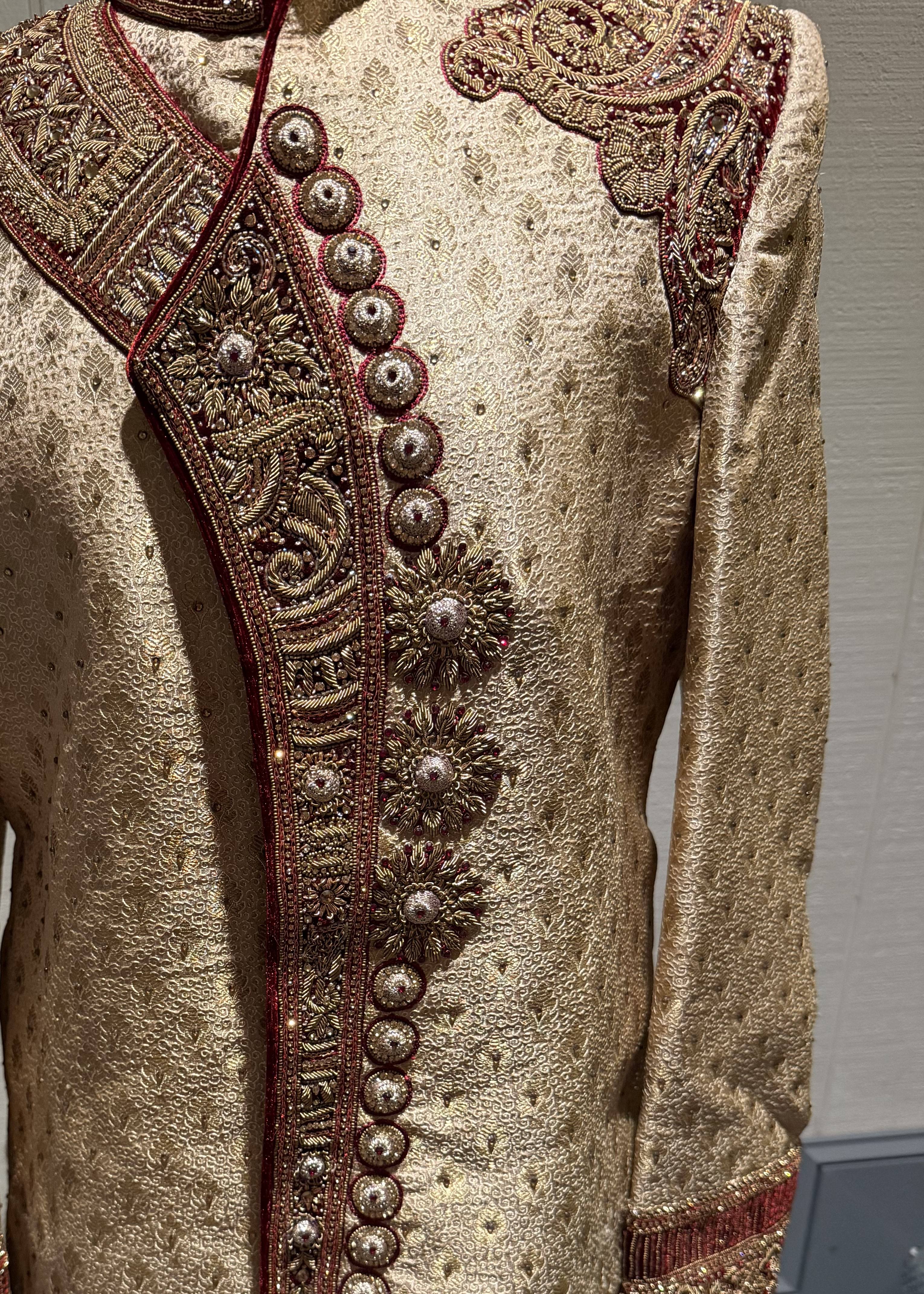Gold Embellished Brocade Sherwani Image - 1