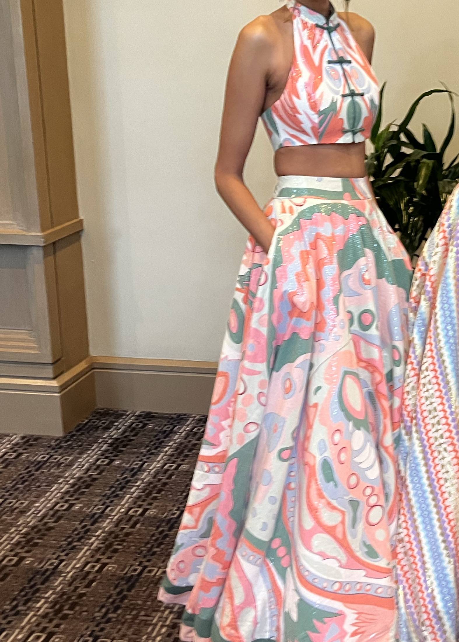 Pastel Abstract-Print Skirt Set Image - 0