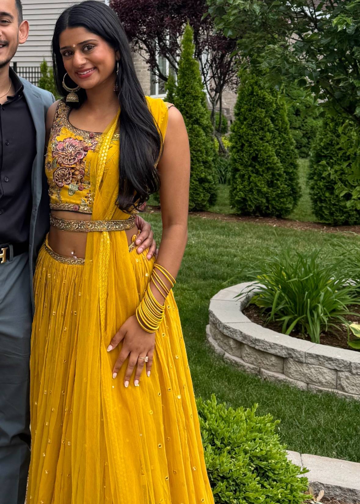 Mustard Floral-Print Lehenga Image - 1