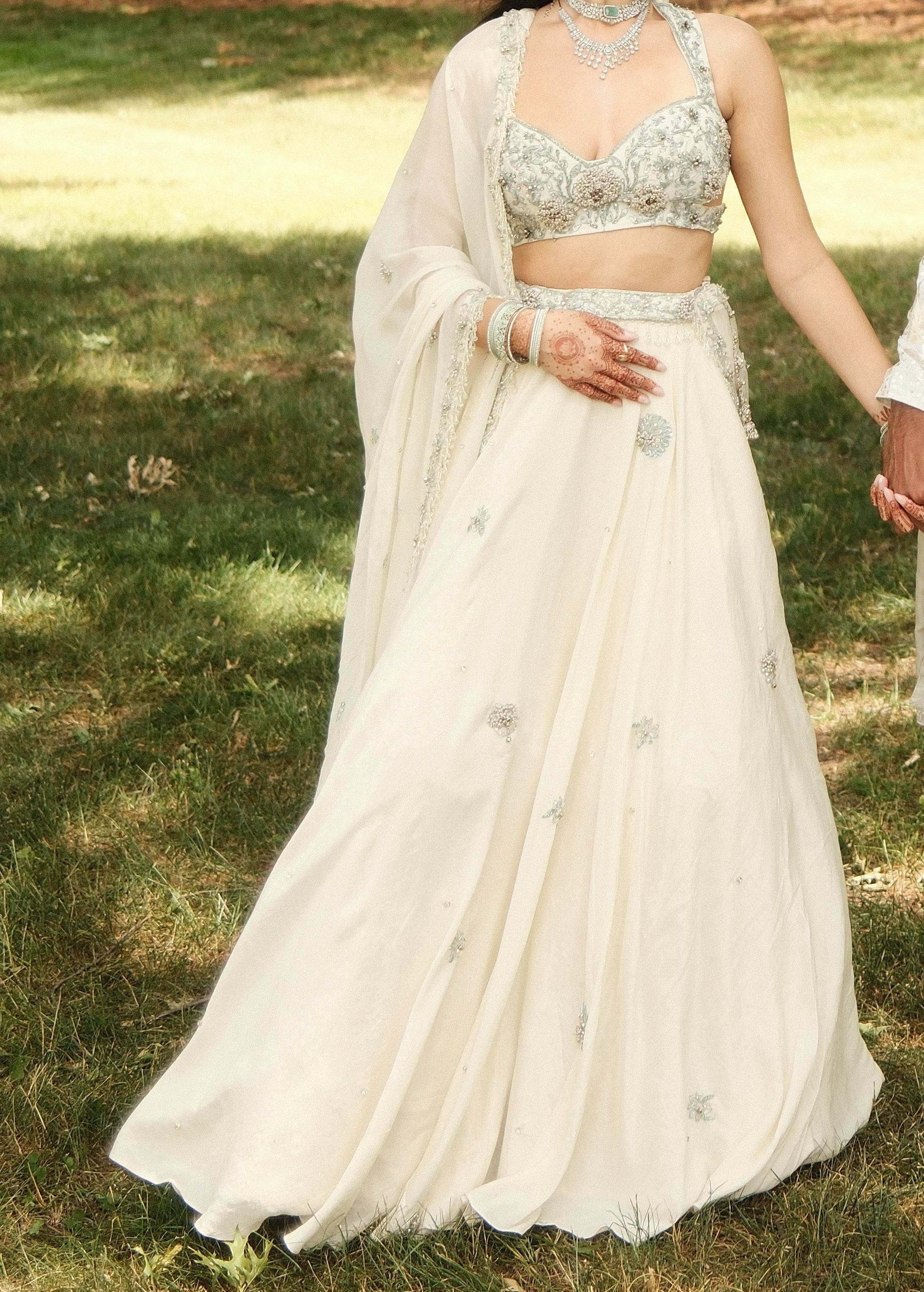 Ivory Beaded Lehenga Image - 0