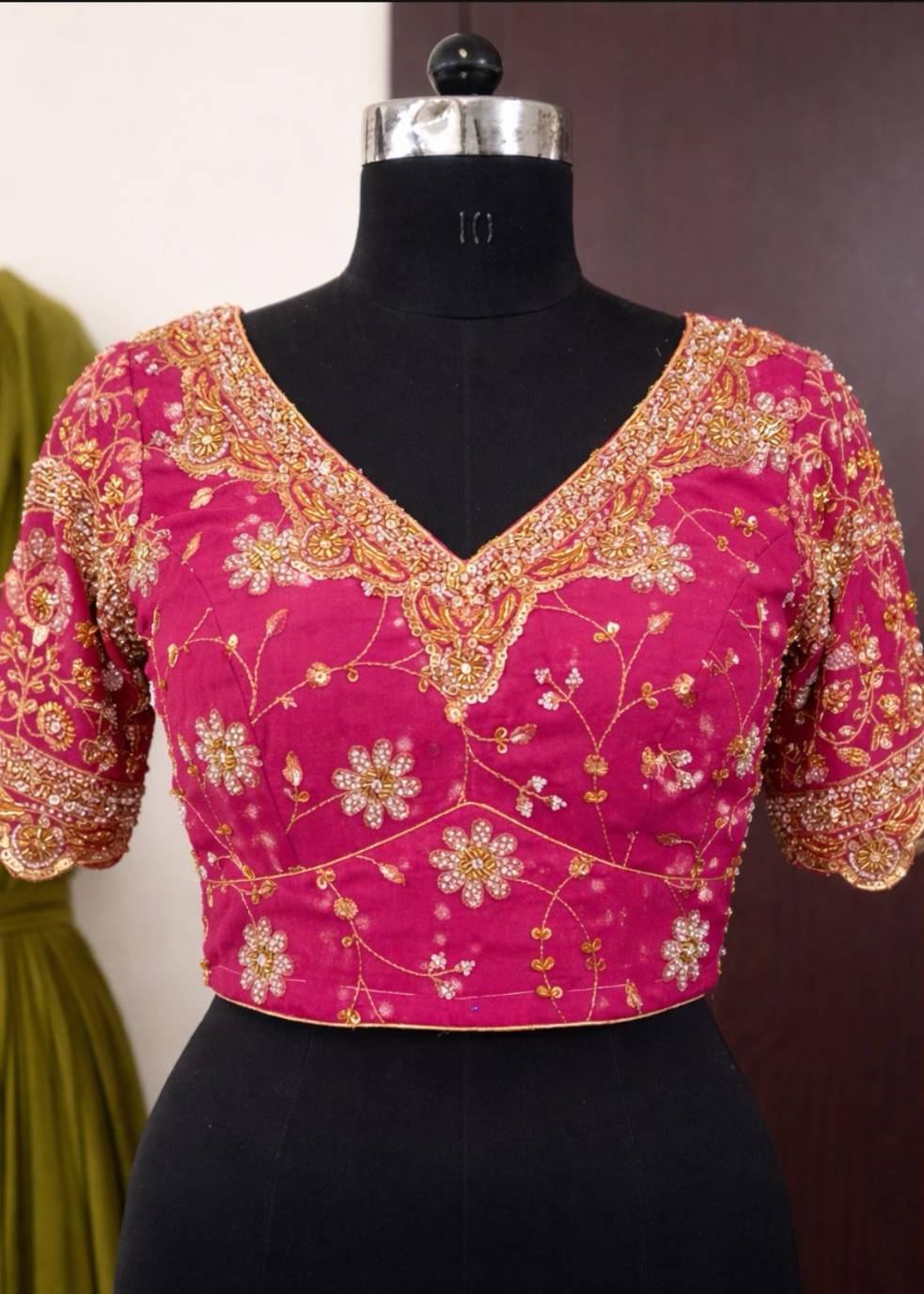 Rani Pink Floral-Embroidered Lehenga Image - 1