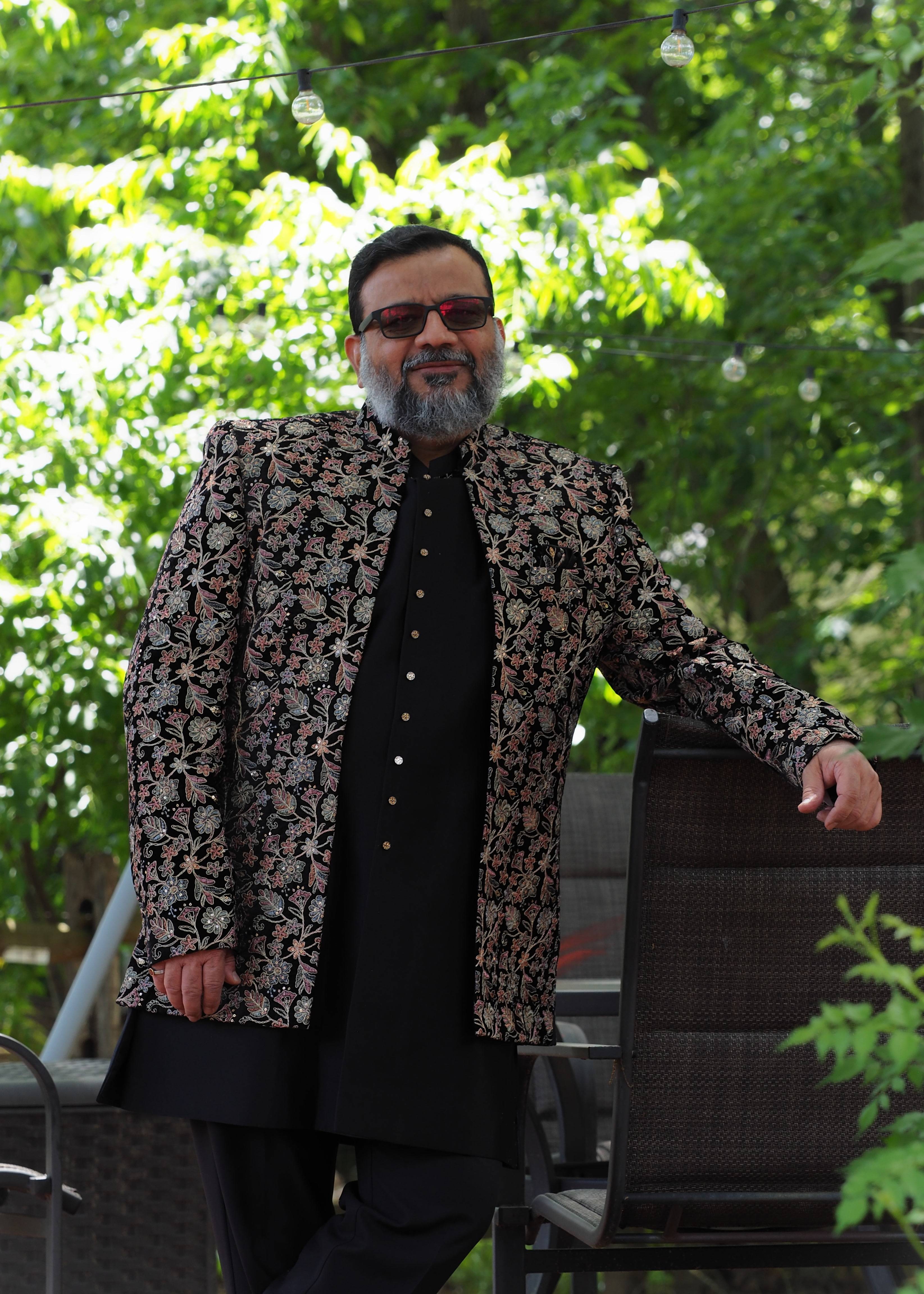 Black Floral Embroidered Jacket Set Image - 0