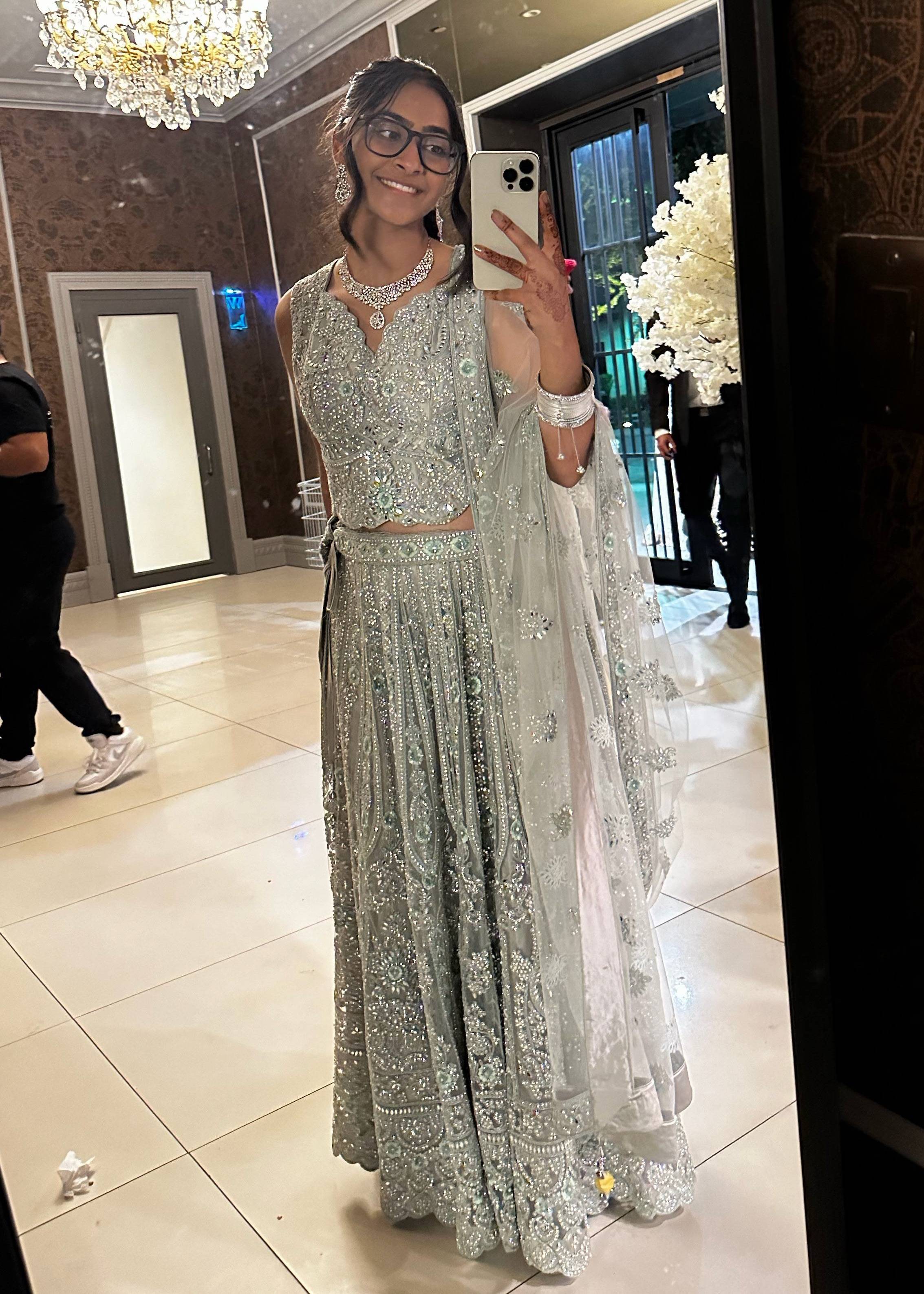 Icy Blue Embellished Lehenga Image - 0