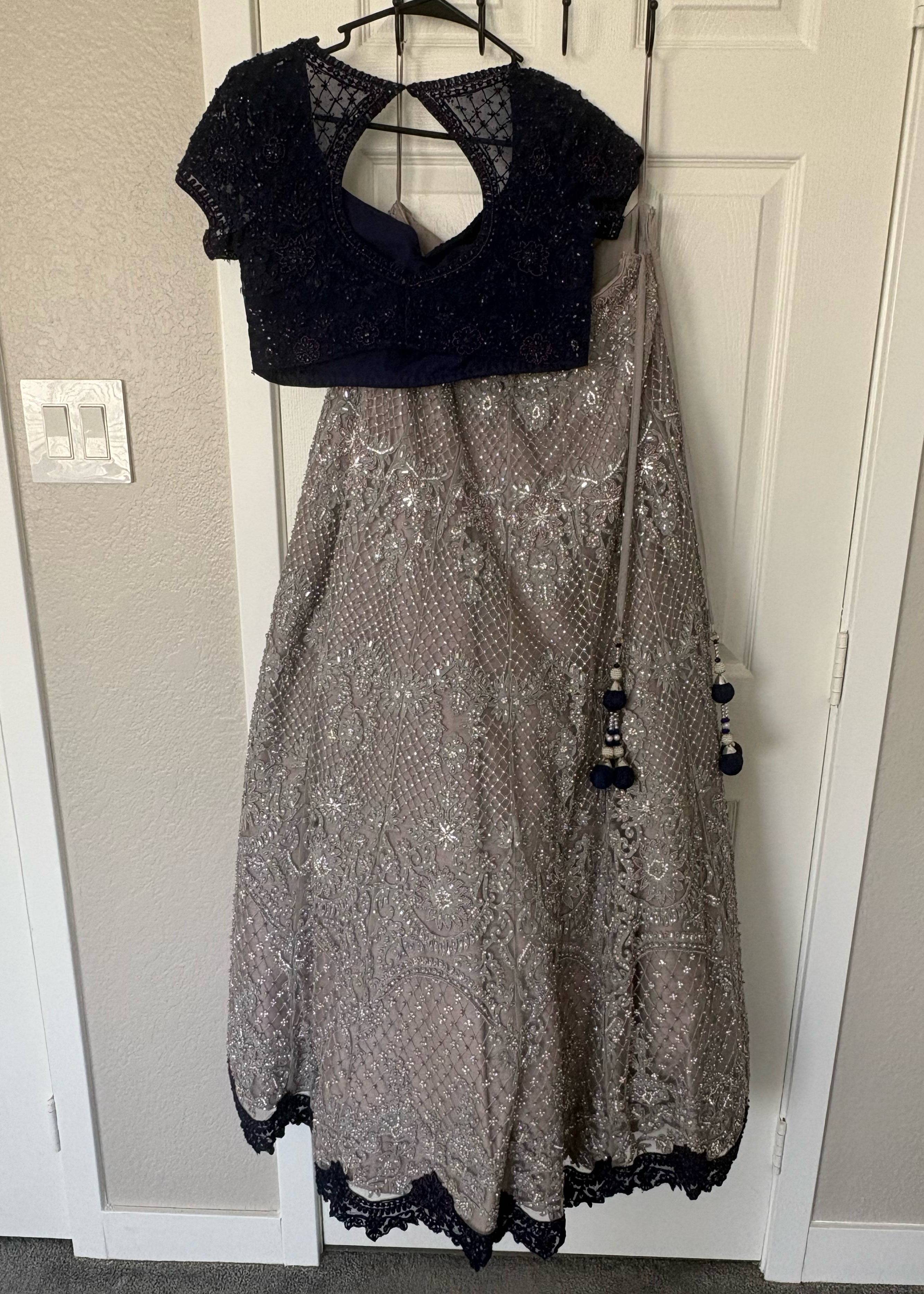 Silver Sequin Embroidered Lehenga Image - 2