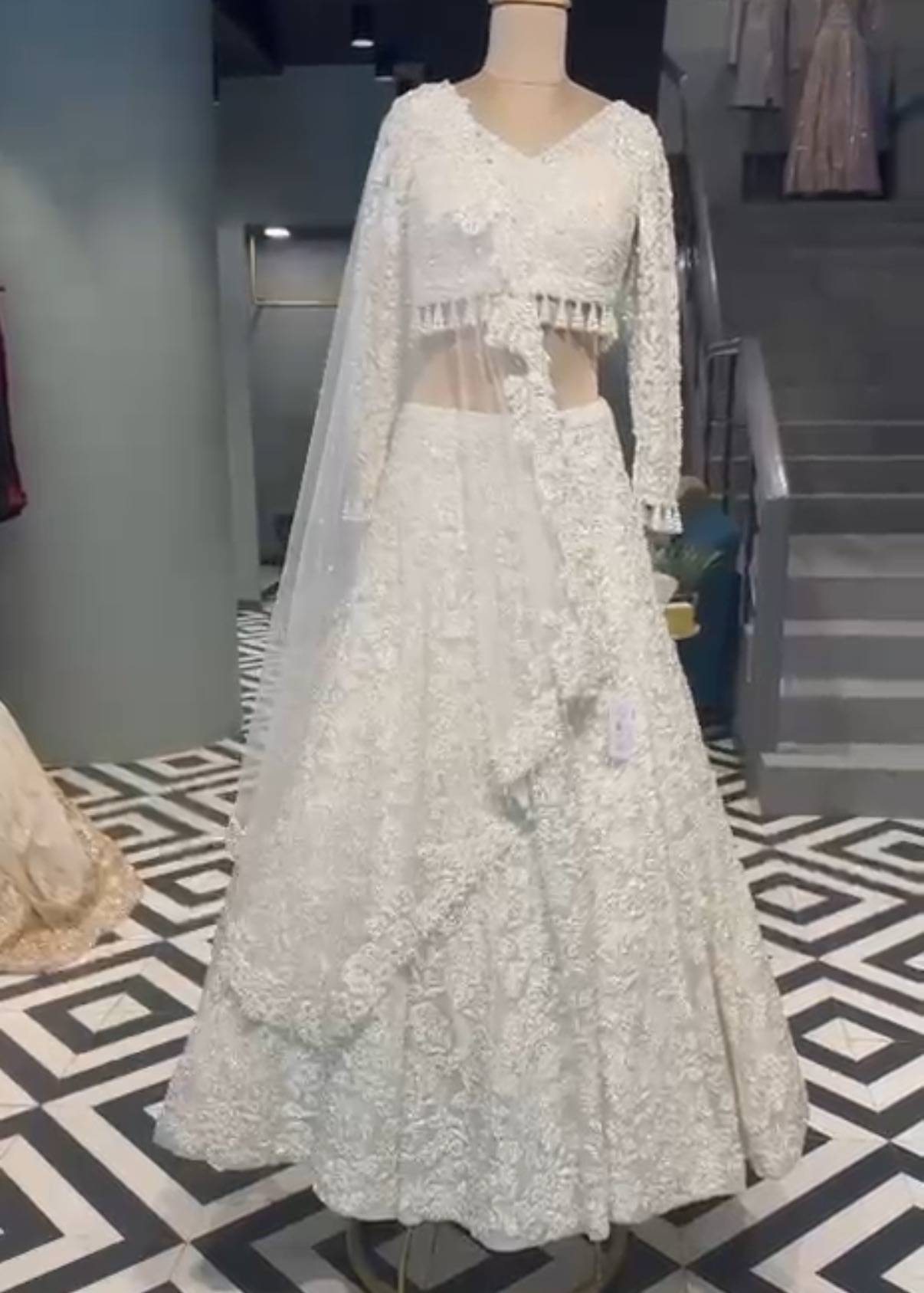 Ivory Beaded Embroidered Lehenga Image - 0