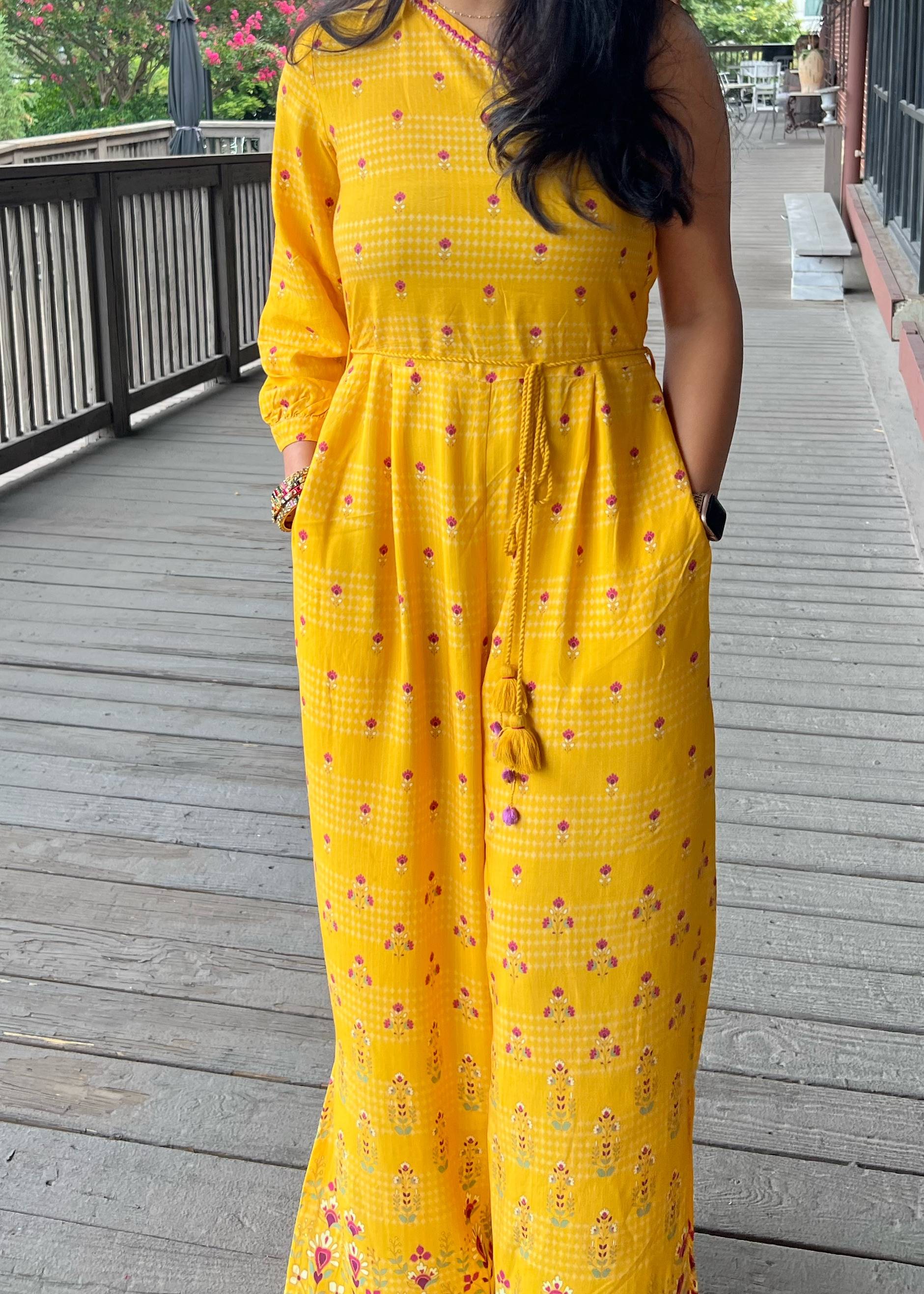 Yellow One-Shoulder Jumpsuit Image - 1
