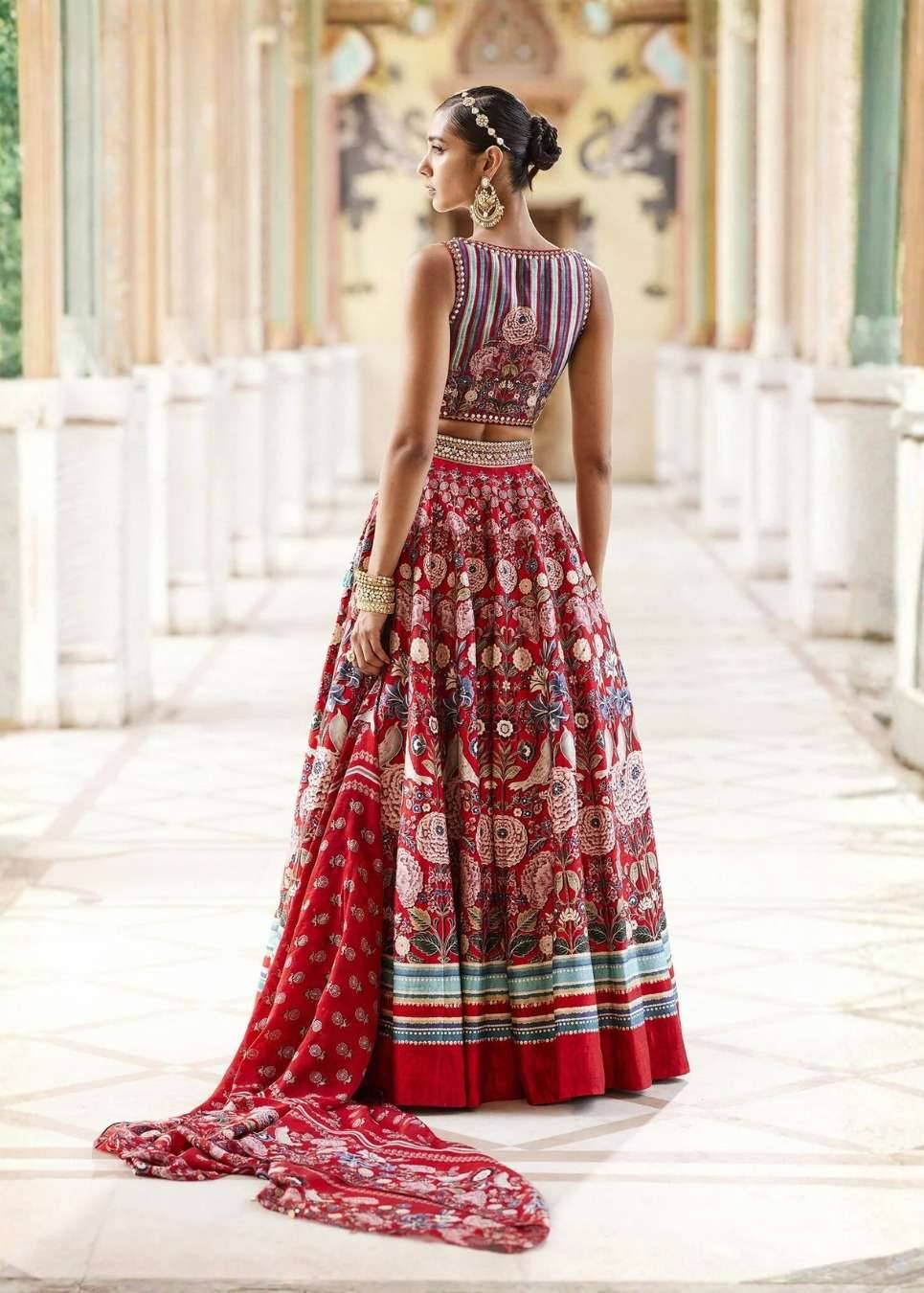 Red Ghazal Lehenga Image - 1