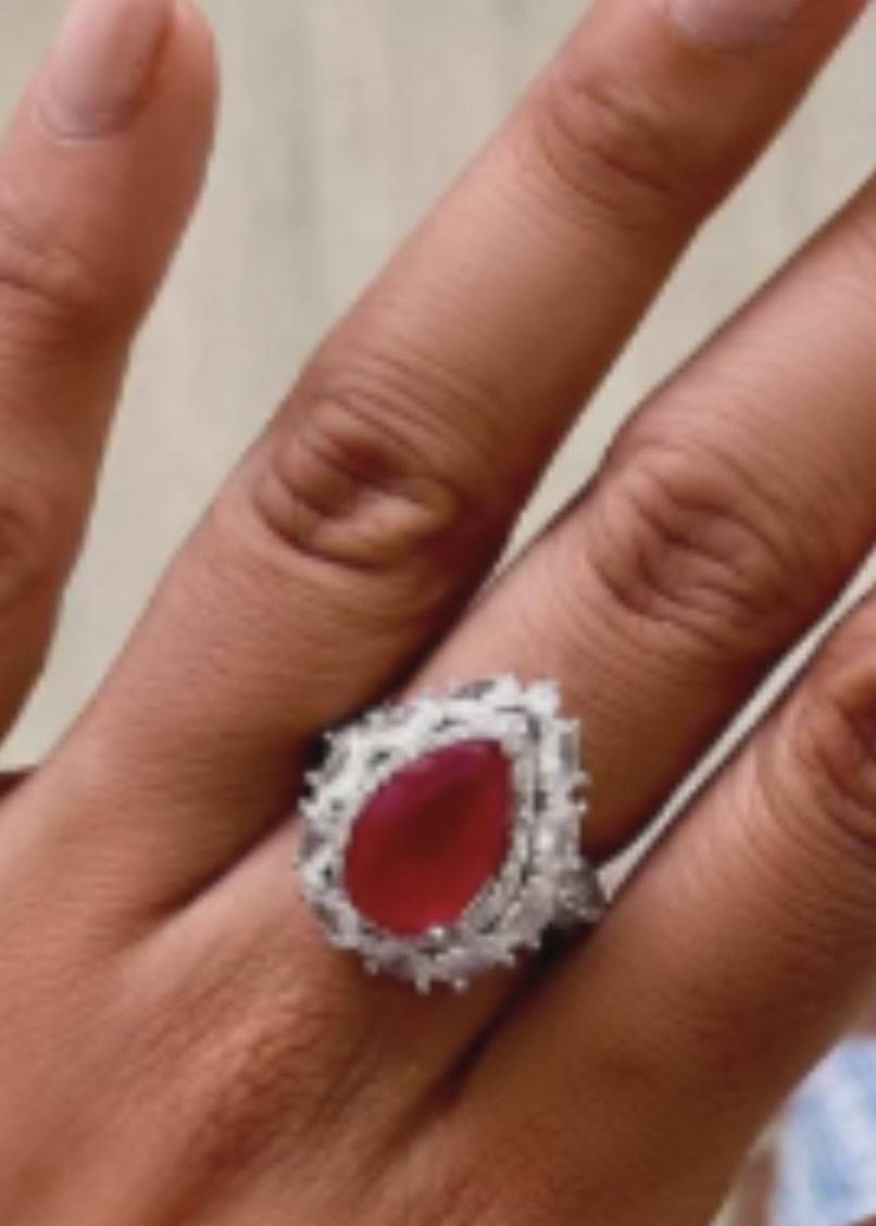 Ruby Cluster Jewelry Set Image - 1