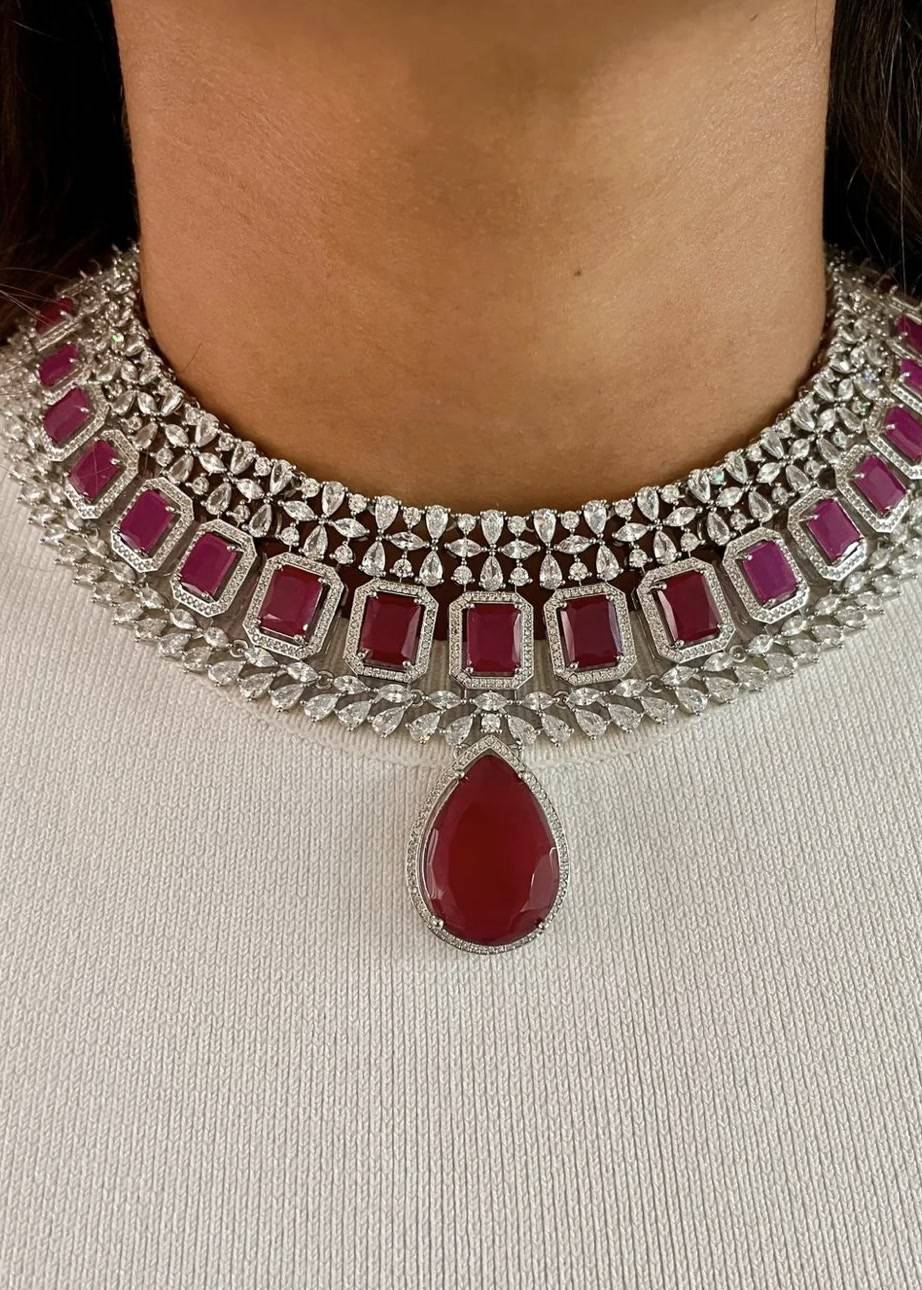 Ruby Diamond Statement Jewelry Set Image - 1