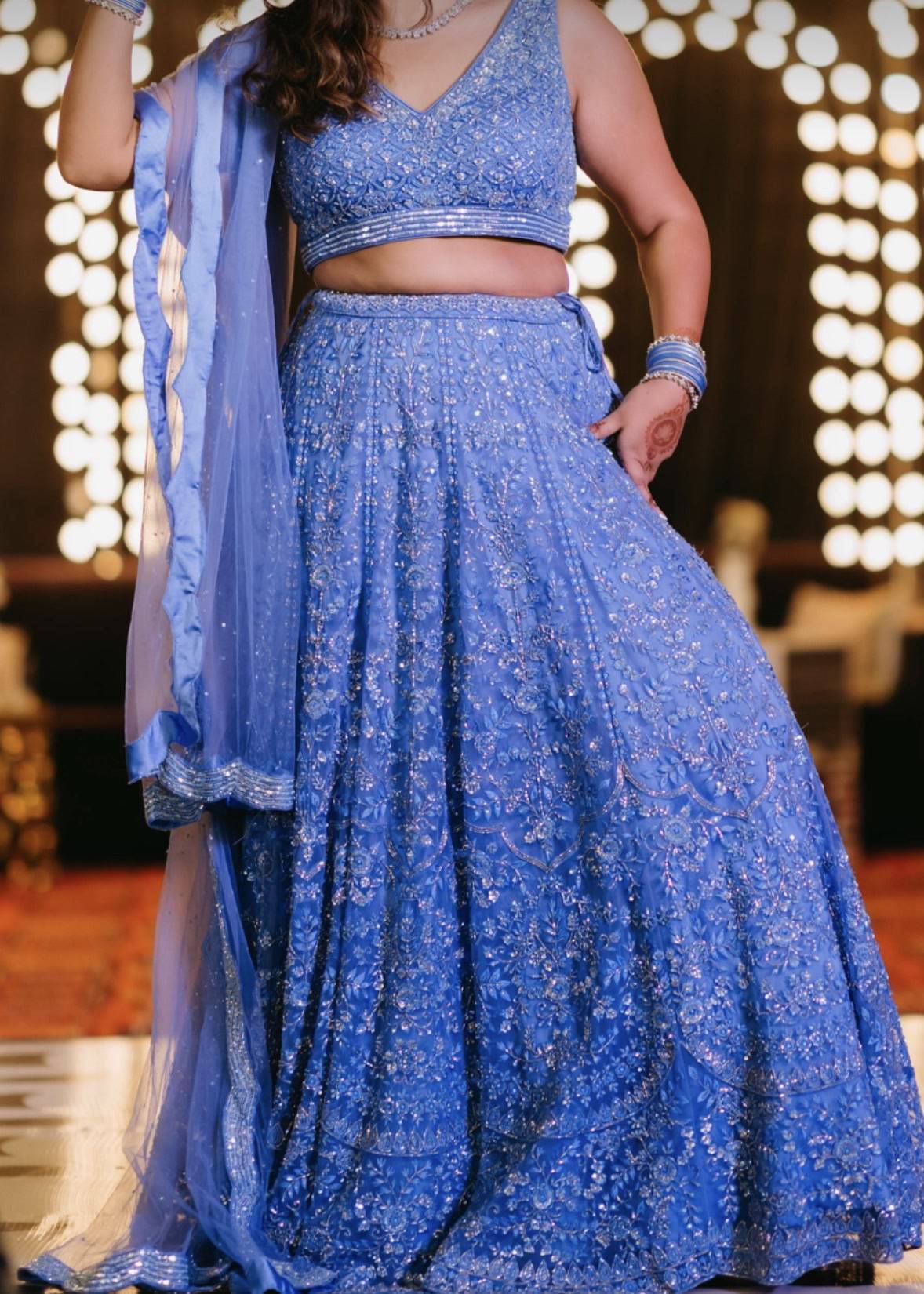 Periwinkle Blue Embroidered Lehenga  Image - 0