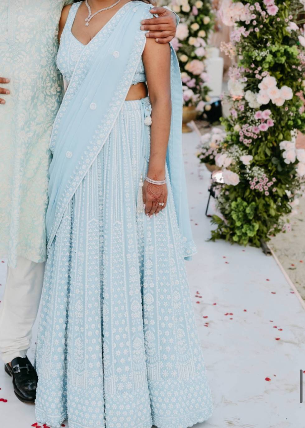 Amitya Sky Blue Embroidered Lehenga Image - 0