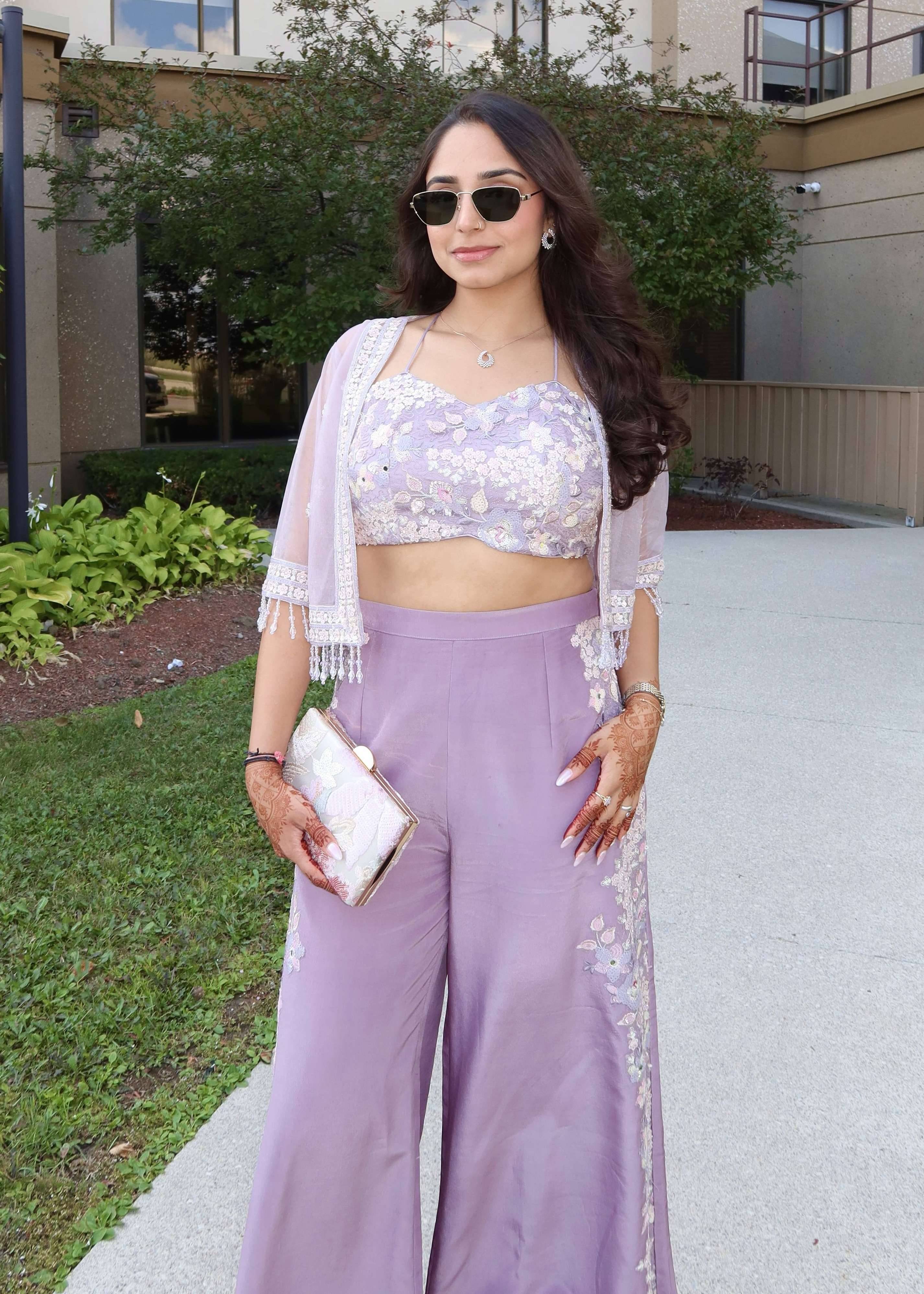 Lavender Embroidered Co-Ord Set Image - 1