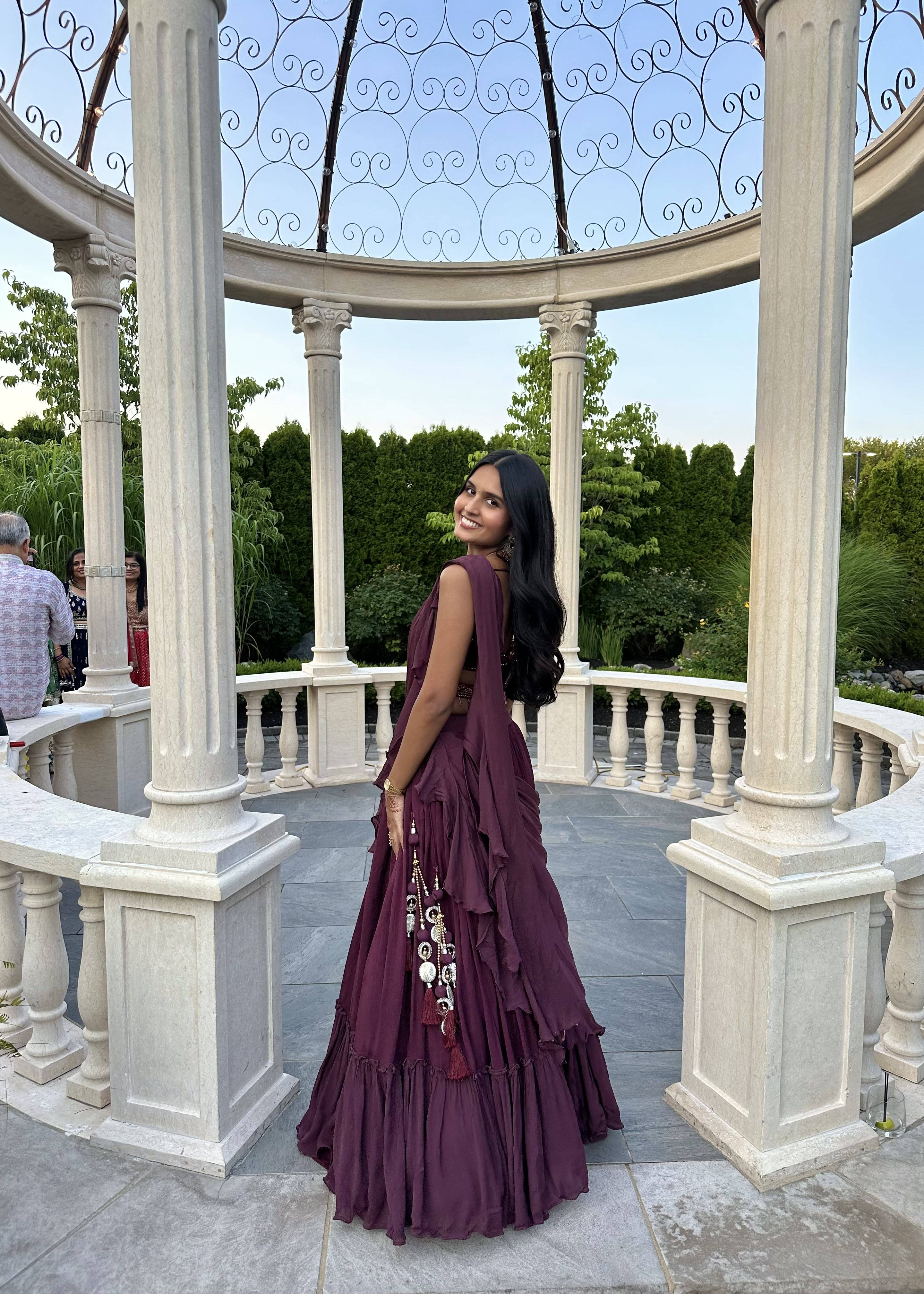 Purple Pre-pleated Lehenga Image - 5