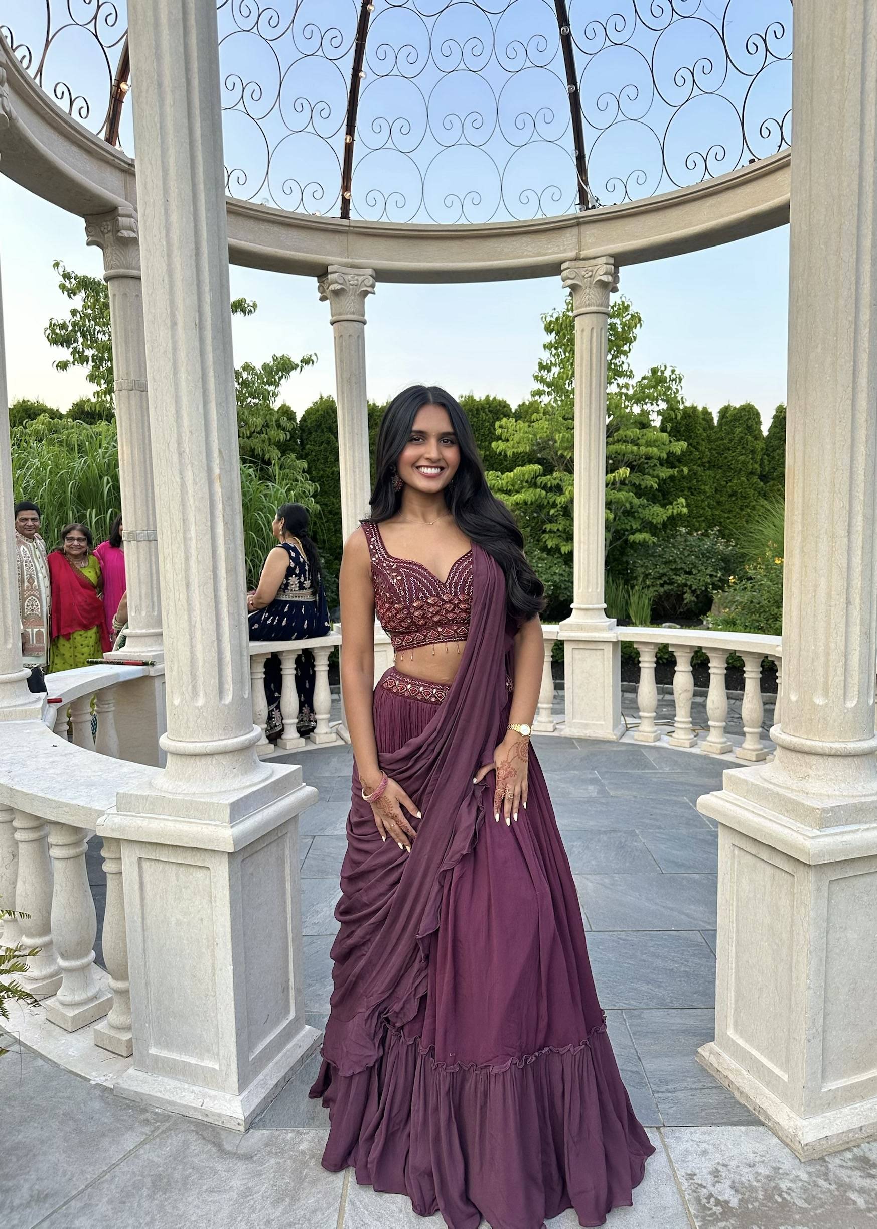 Purple Pre-pleated Lehenga Image - 2