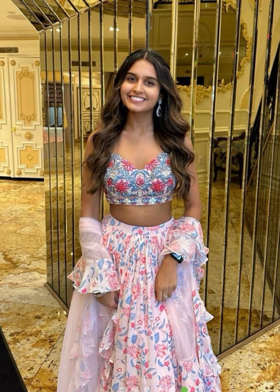 Pink Floral Lehenga Image - 1