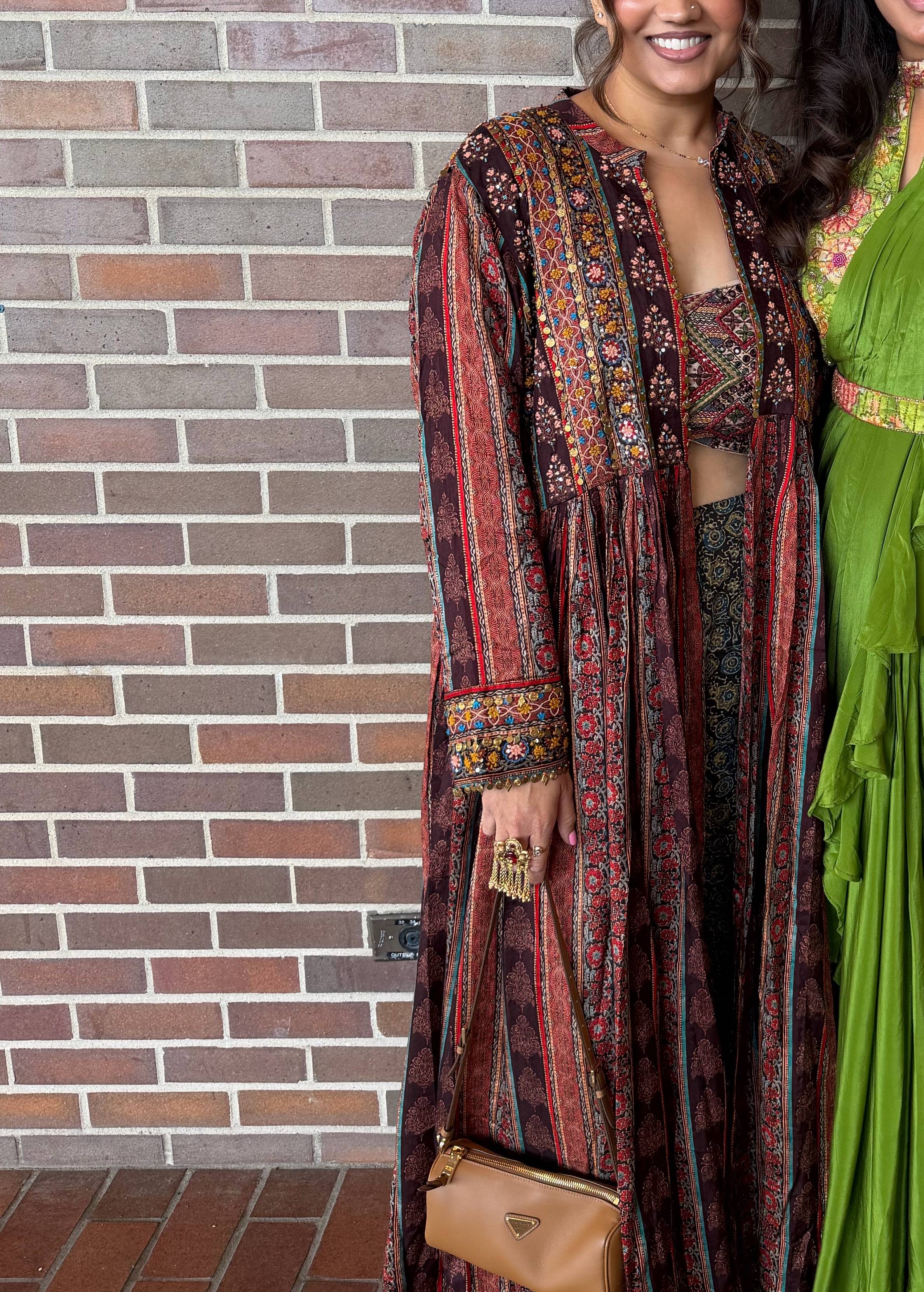 Maroon Boho Cape Set Image - 2