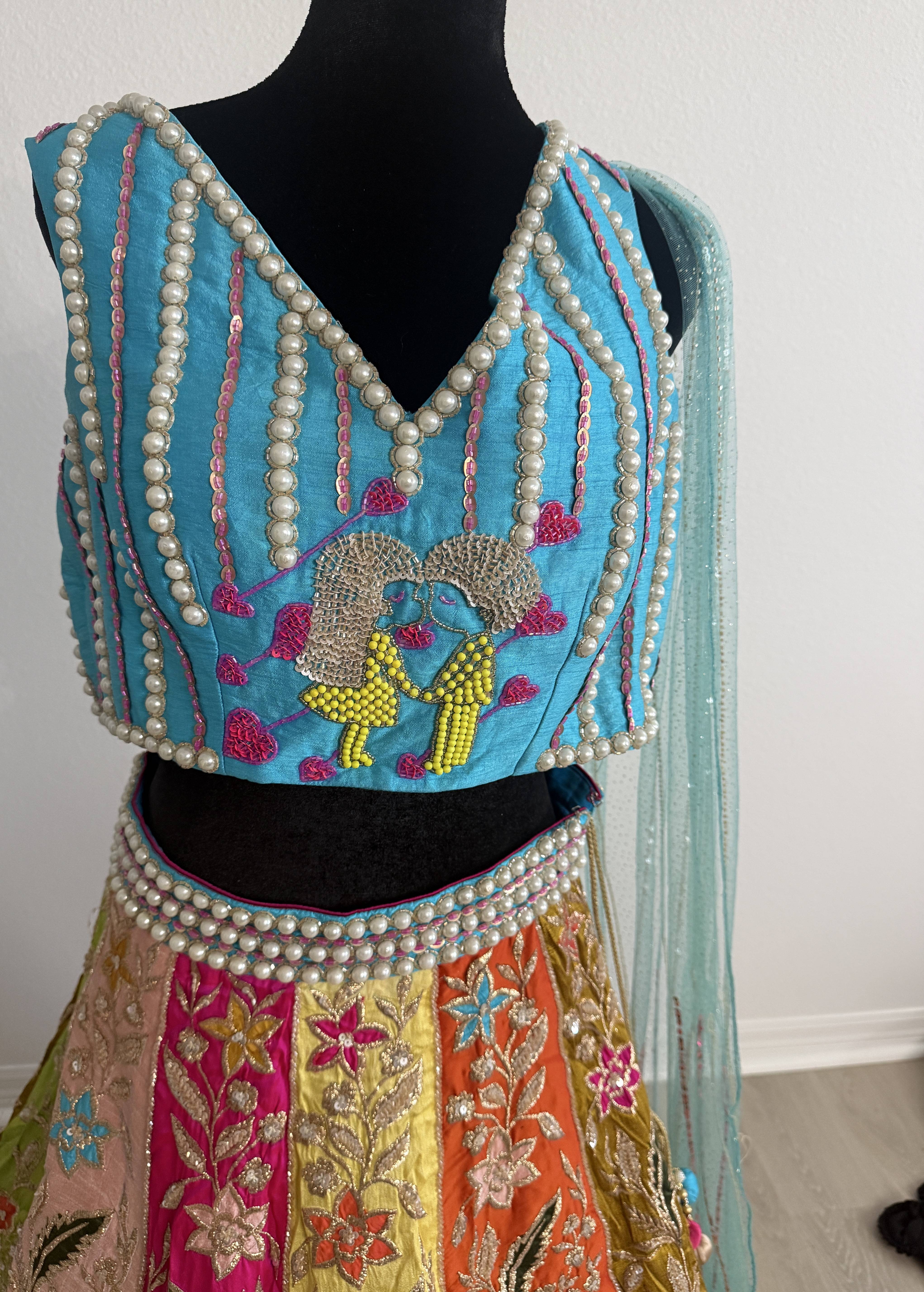 Multicolor Floral Embellished Lehenga Image - 2