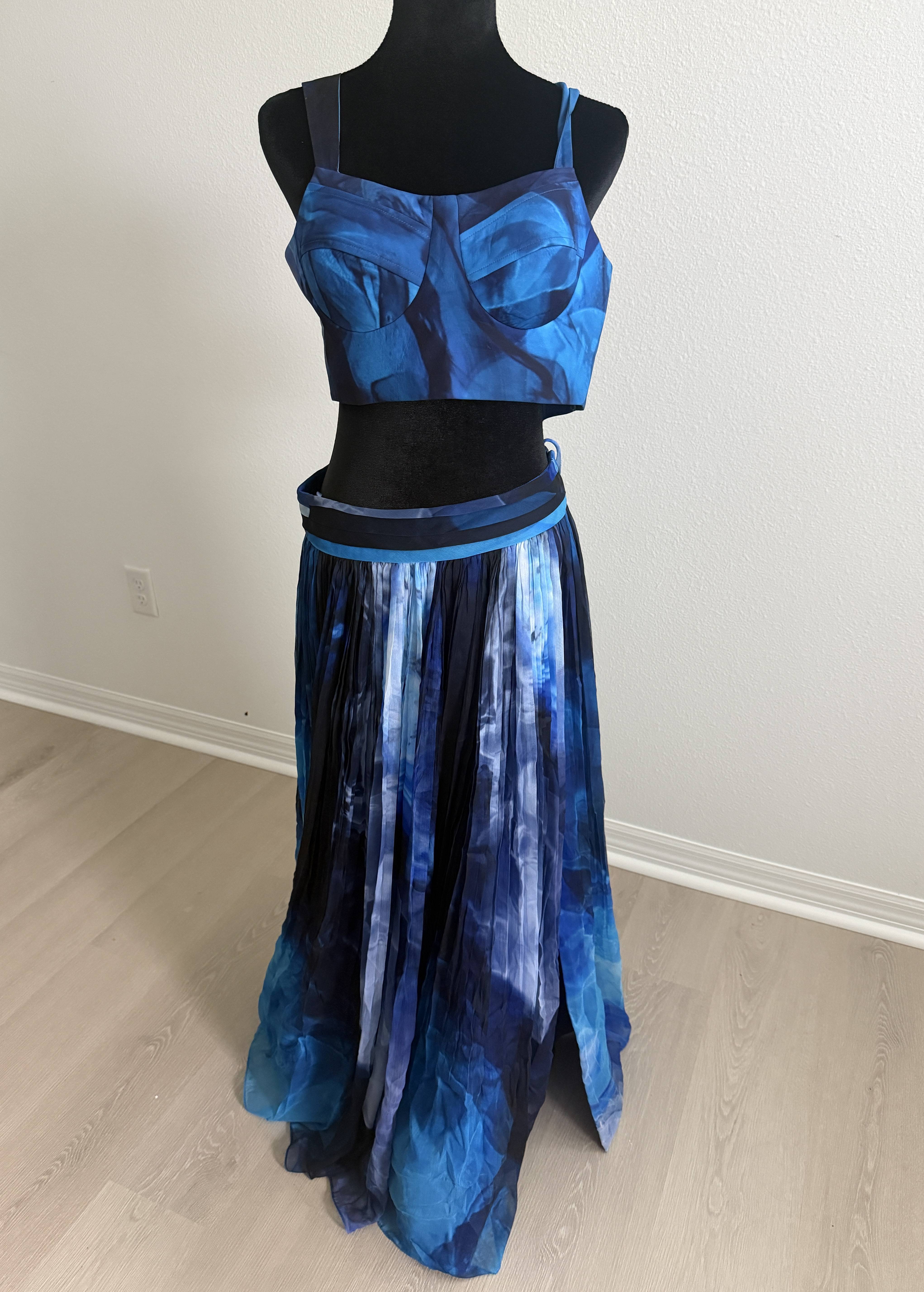 Blue Printed Skirt Set Image - 1