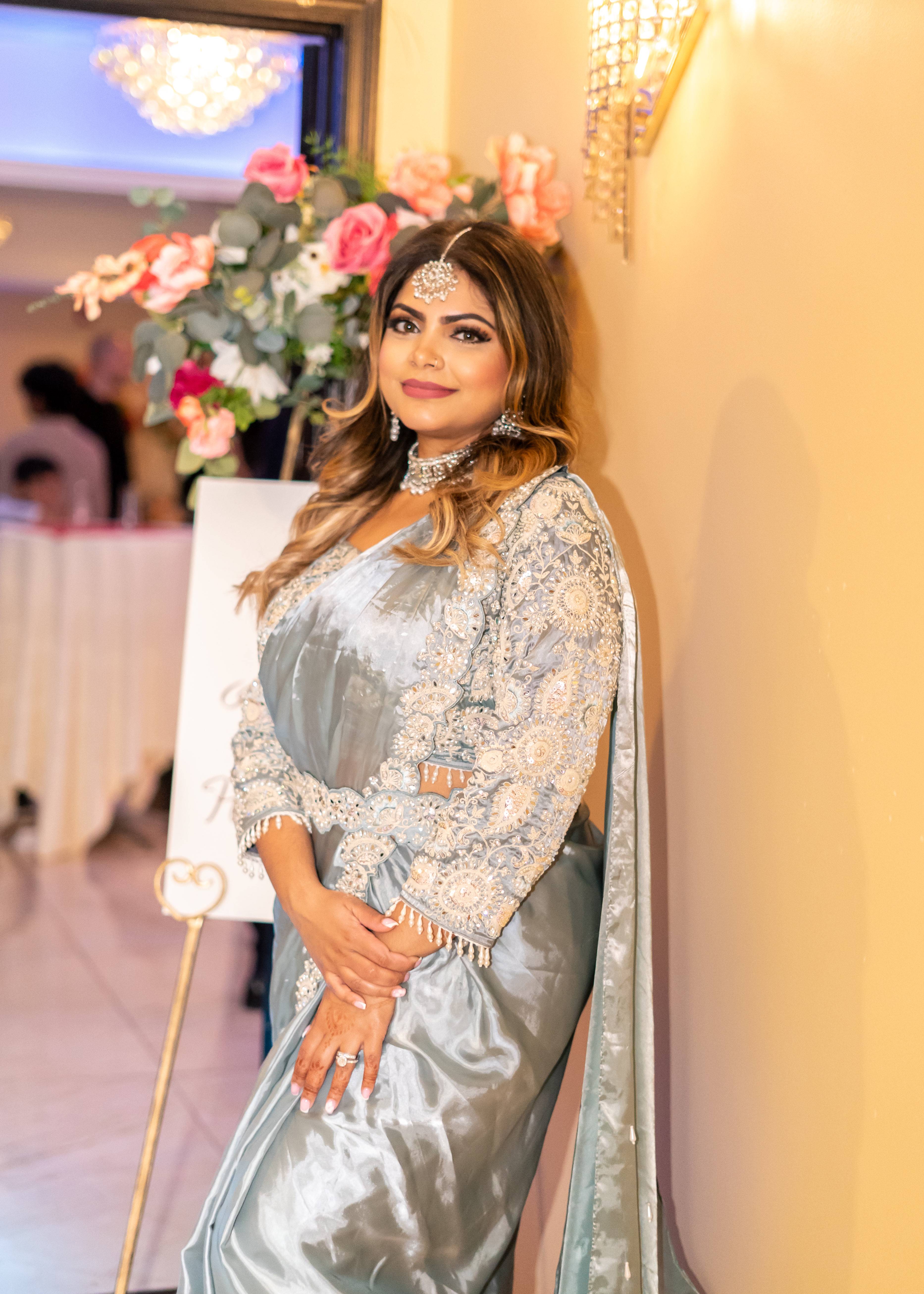 Silver Embellished Sari Image - 2