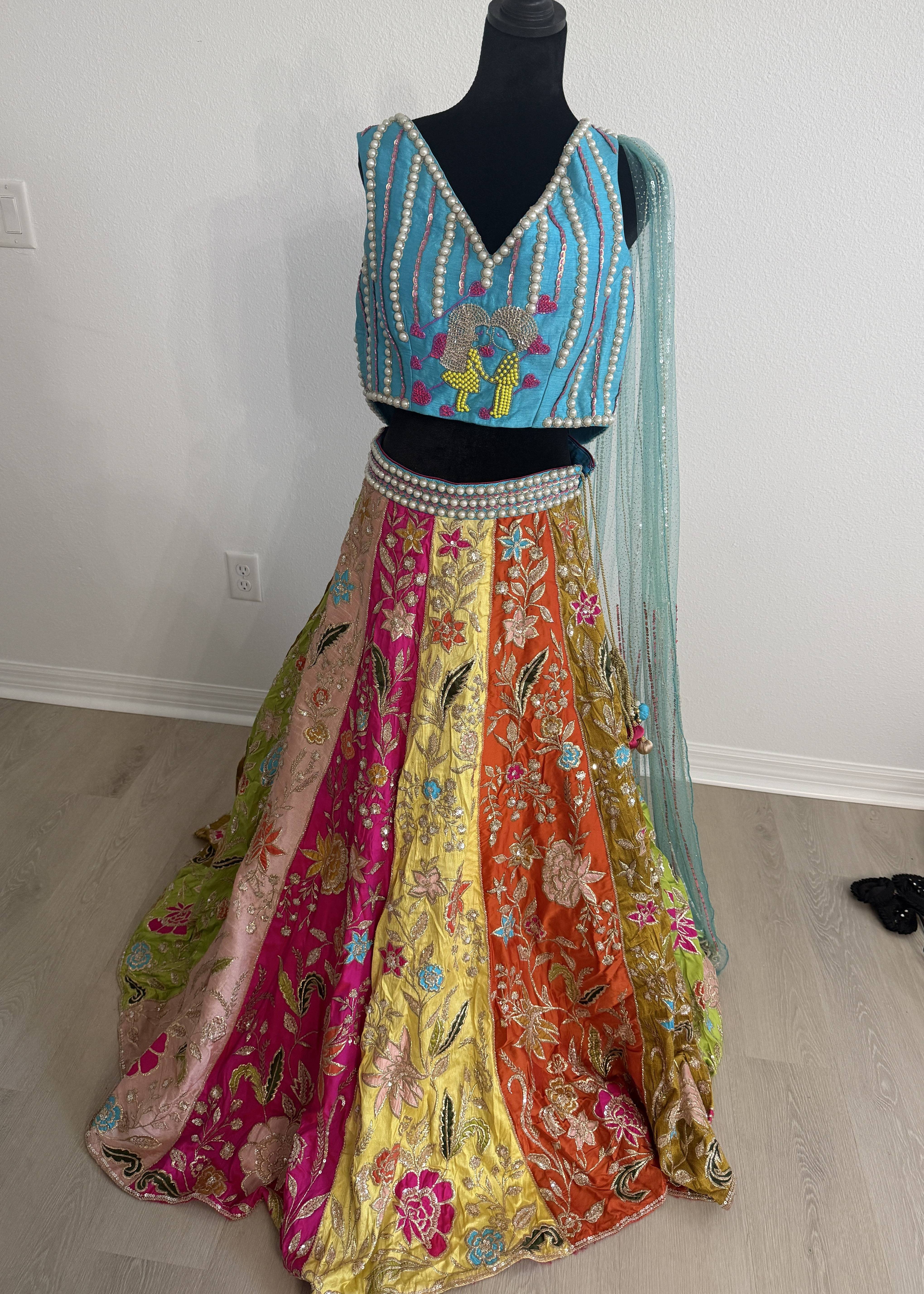 Multicolor Floral Embellished Lehenga Image - 0