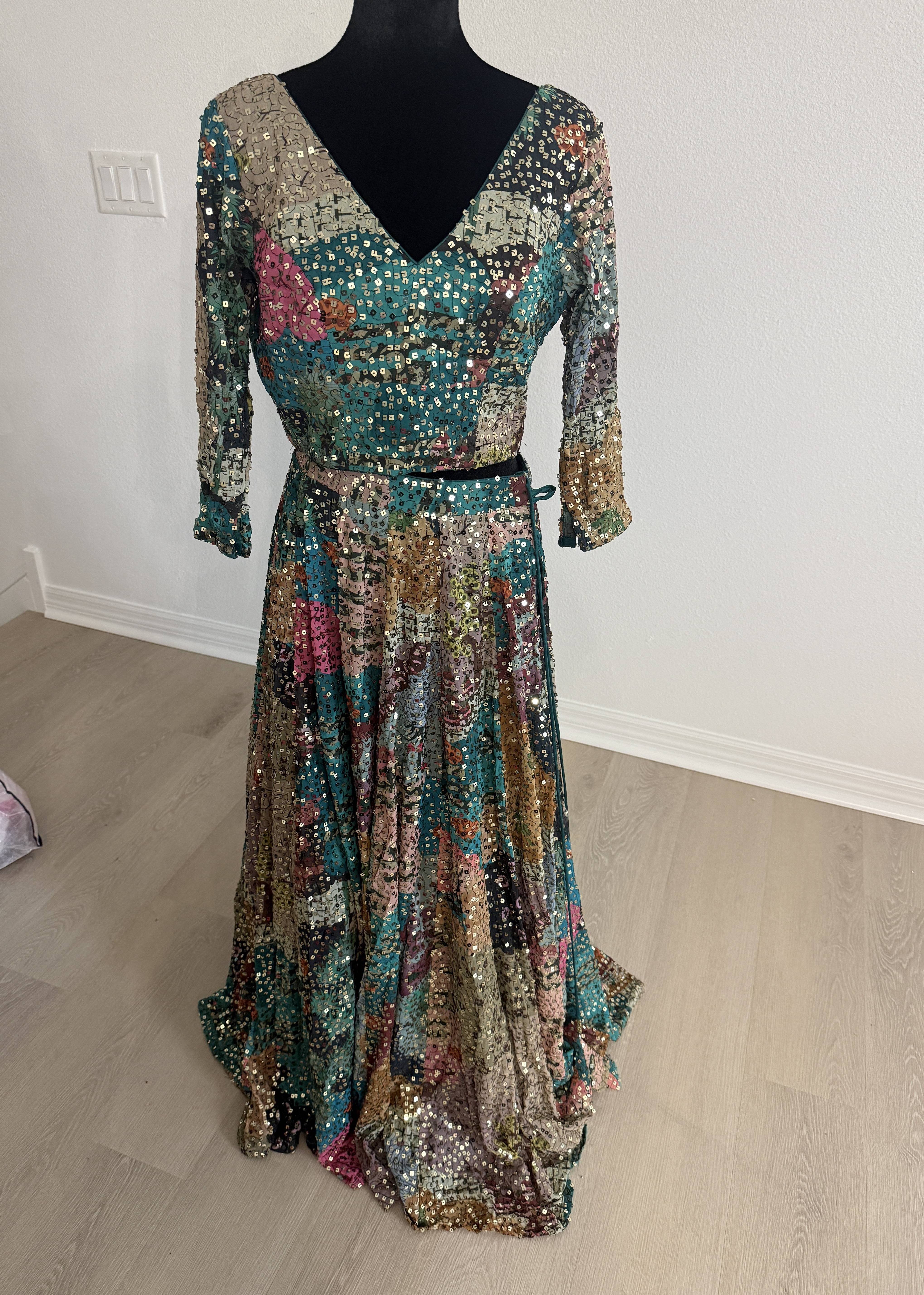 Multicolor Floral Sequin Lehenga Image - 0