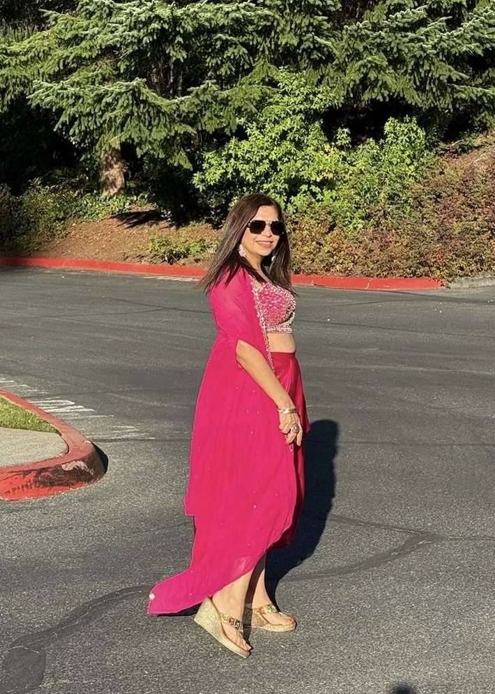 Rani Pink Asymmetrical Dhoti Cape Set Image - 2