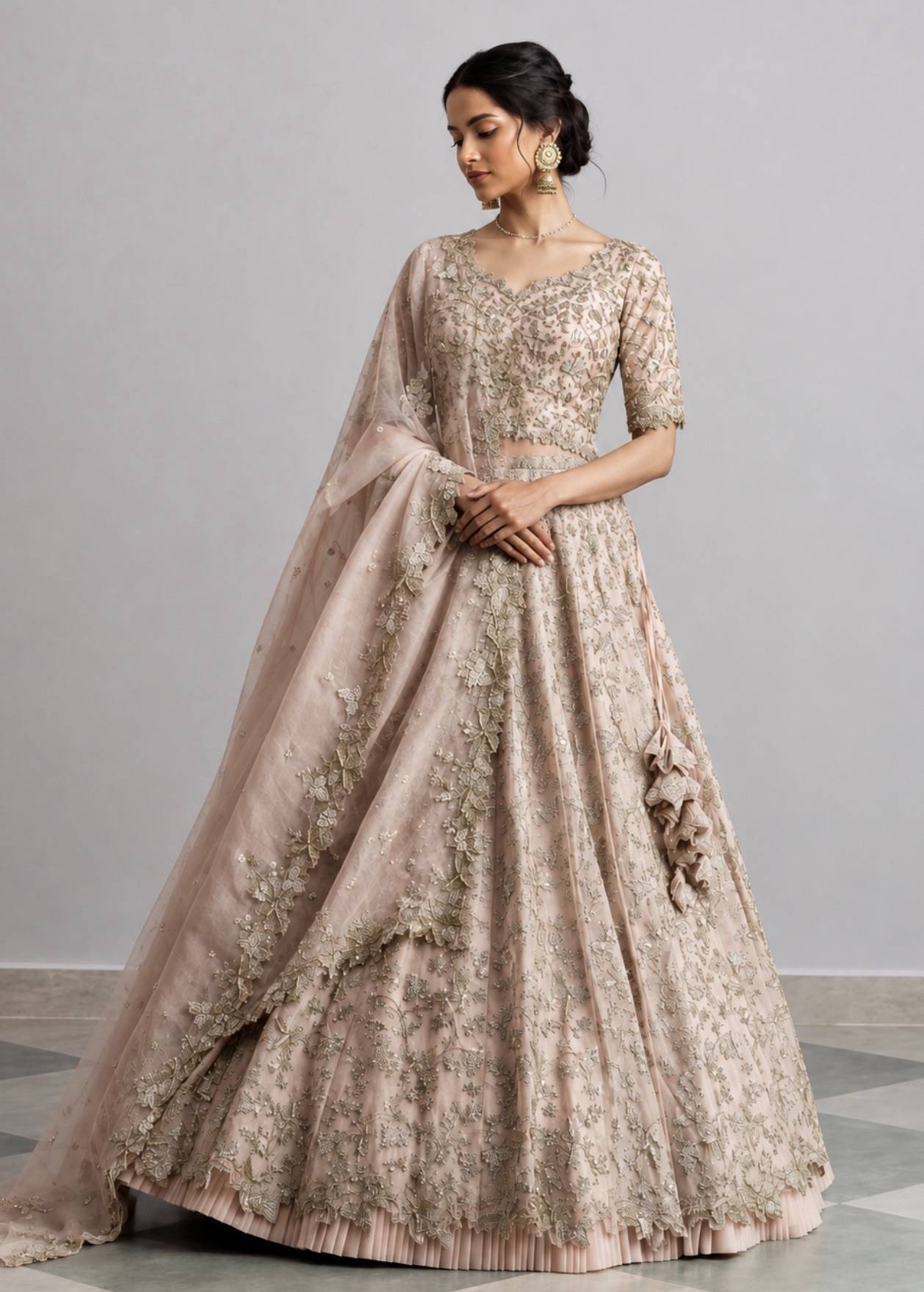 Blush Pink Embellished Lehenga Image - 0